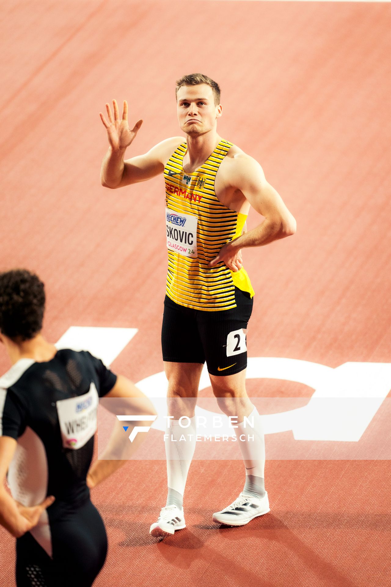 Aleksandar Askovic (GER/Germany) am 01.03.2024 bei den World Athletics Indoor Championships in Glasgow (Schottland / Vereinigtes Königreich)