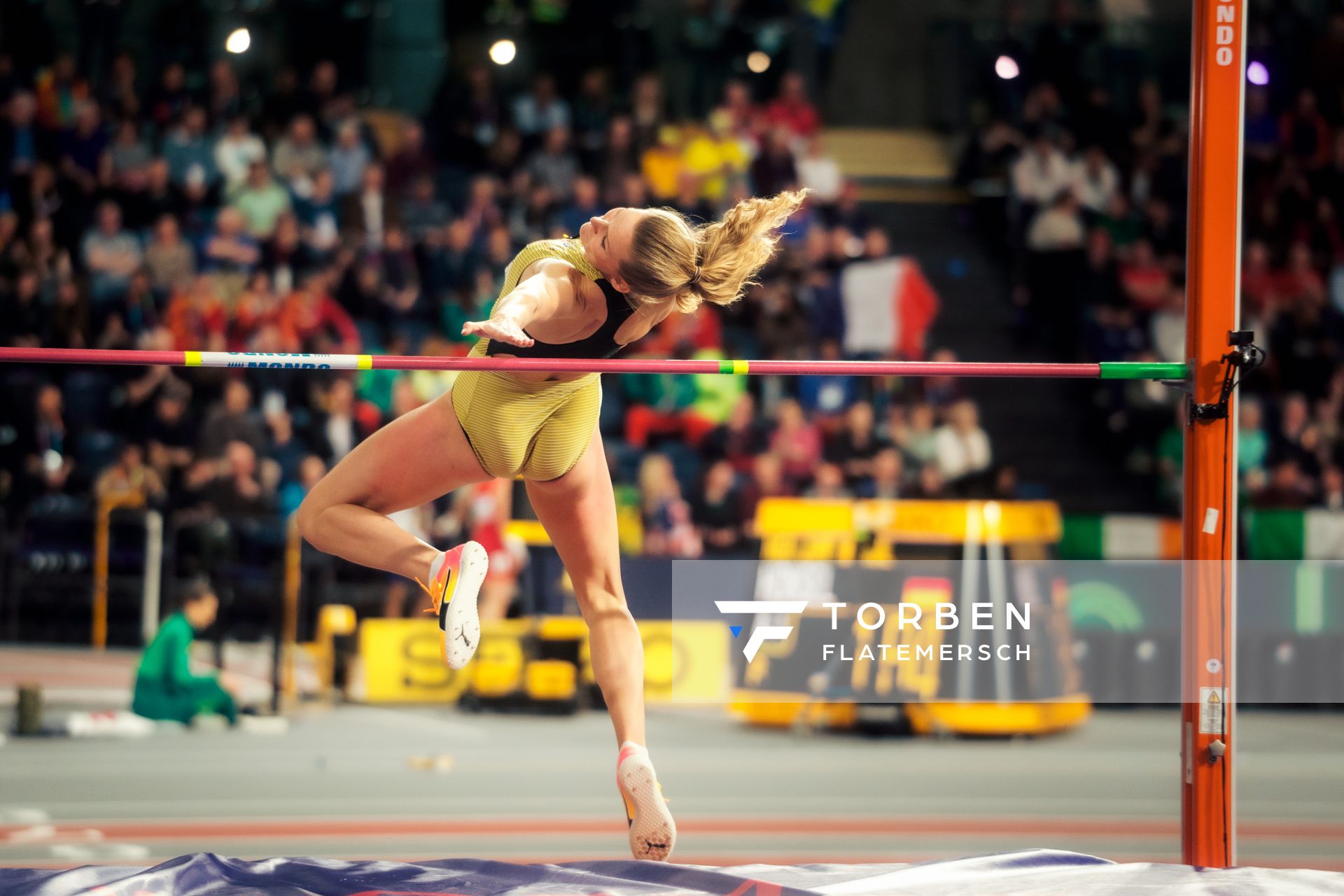 Christina Honsel (GER/Germany) im Hochsprung am 01.03.2024 bei den World Athletics Indoor Championships in Glasgow (Schottland / Vereinigtes Königreich)