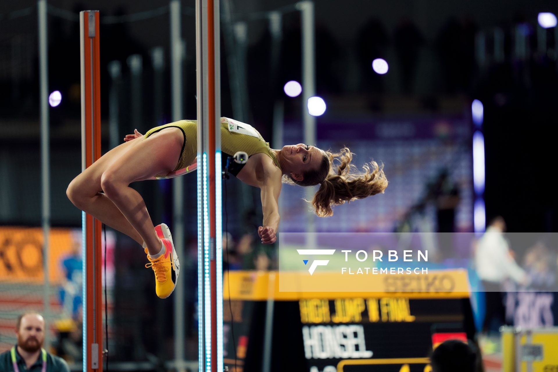 Christina Honsel (GER/Germany) am 01.03.2024 bei den World Athletics Indoor Championships in Glasgow (Schottland / Vereinigtes Königreich)