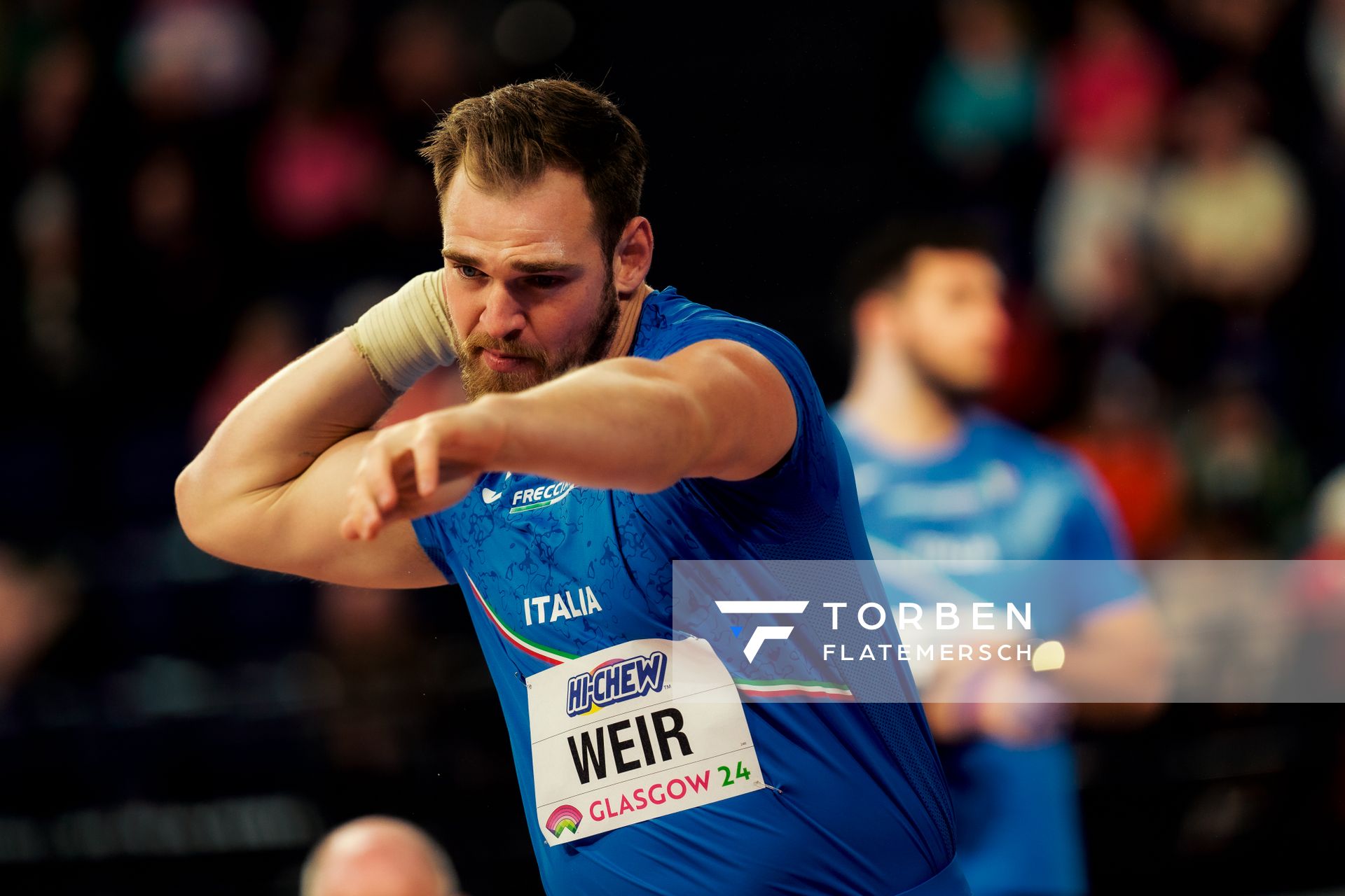 Zane Weir (ITA/Italy) am 01.03.2024 bei den World Athletics Indoor Championships in Glasgow (Schottland / Vereinigtes Königreich)