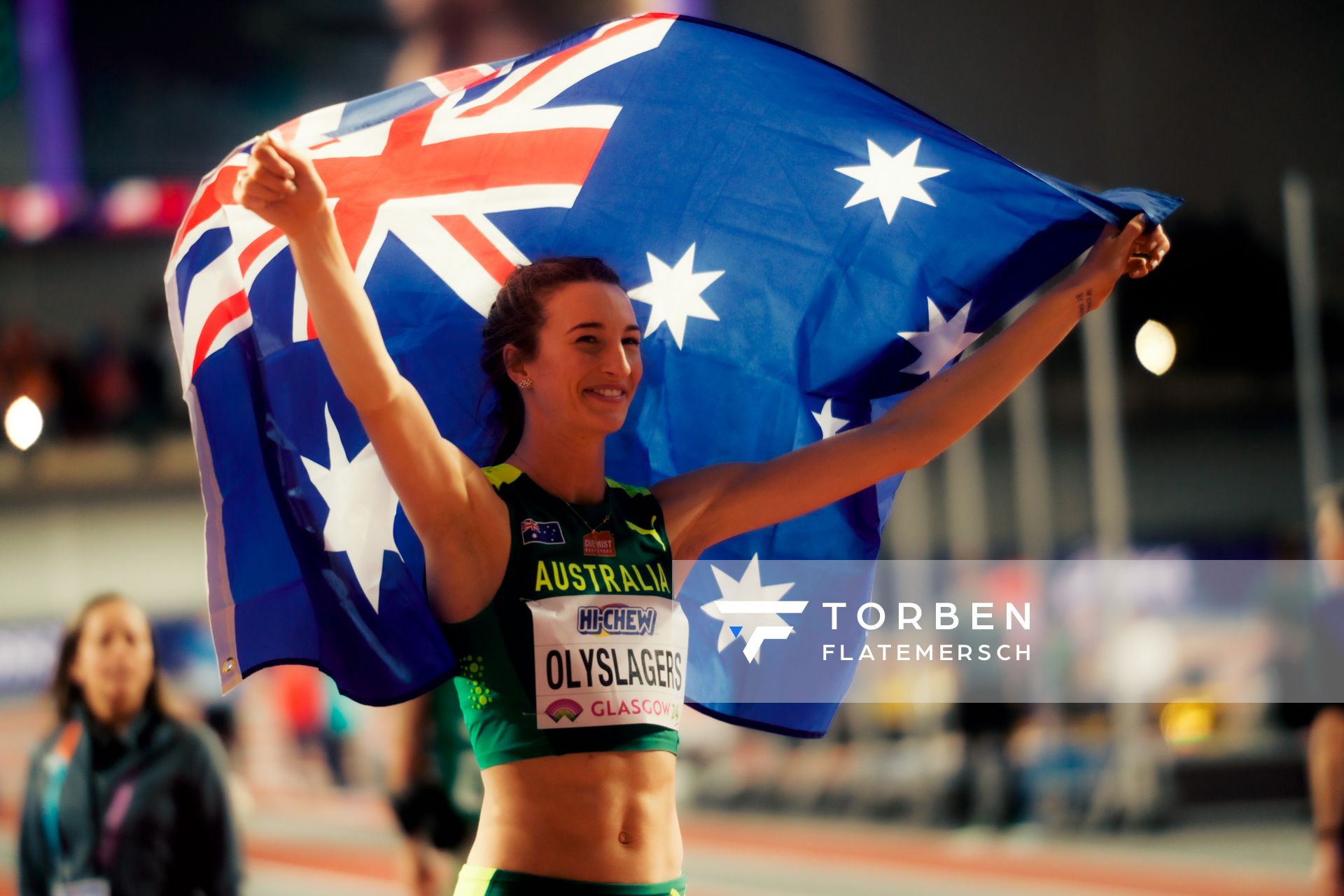 Nicola Olyslagers (AUS/Australia) am 01.03.2024 bei den World Athletics Indoor Championships in Glasgow (Schottland / Vereinigtes Königreich)