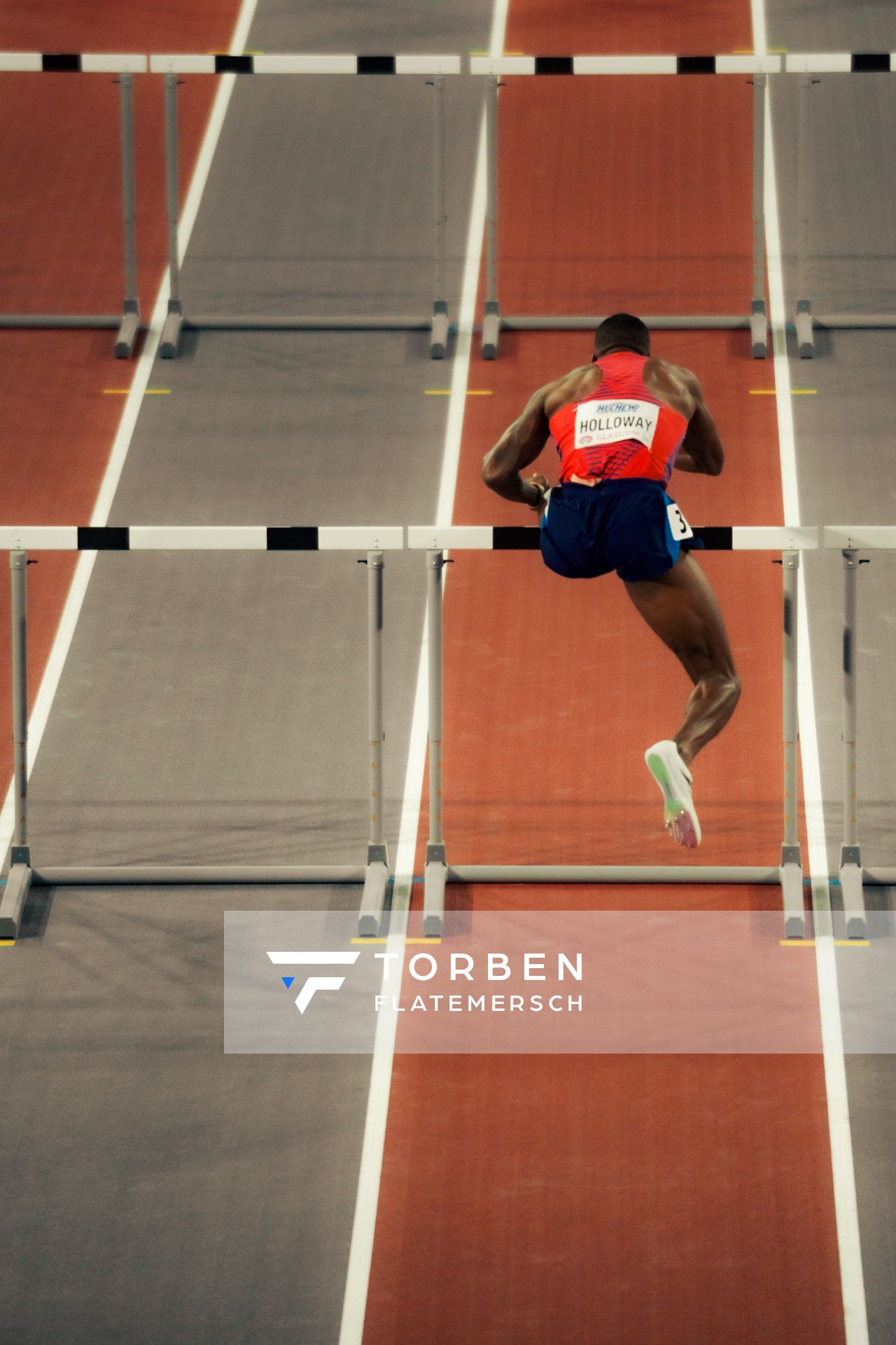 Grant Holloway (USA/United States of America) am 02.03.2024 bei den World Athletics Indoor Championships in Glasgow (Schottland / Vereinigtes Königreich)