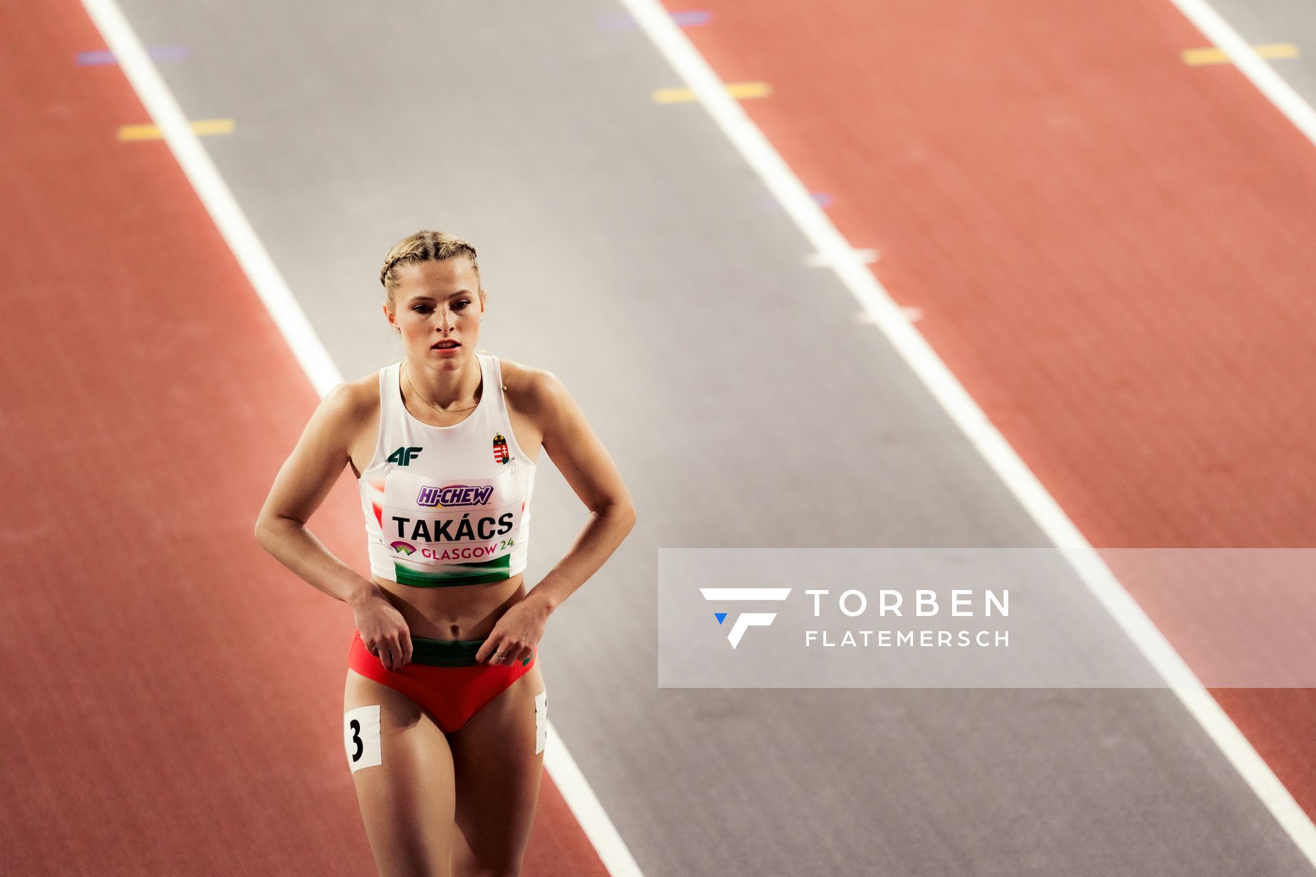 Boglarka Takacs (HUN/Hungary) am 02.03.2024 bei den World Athletics Indoor Championships in Glasgow (Schottland / Vereinigtes Königreich)