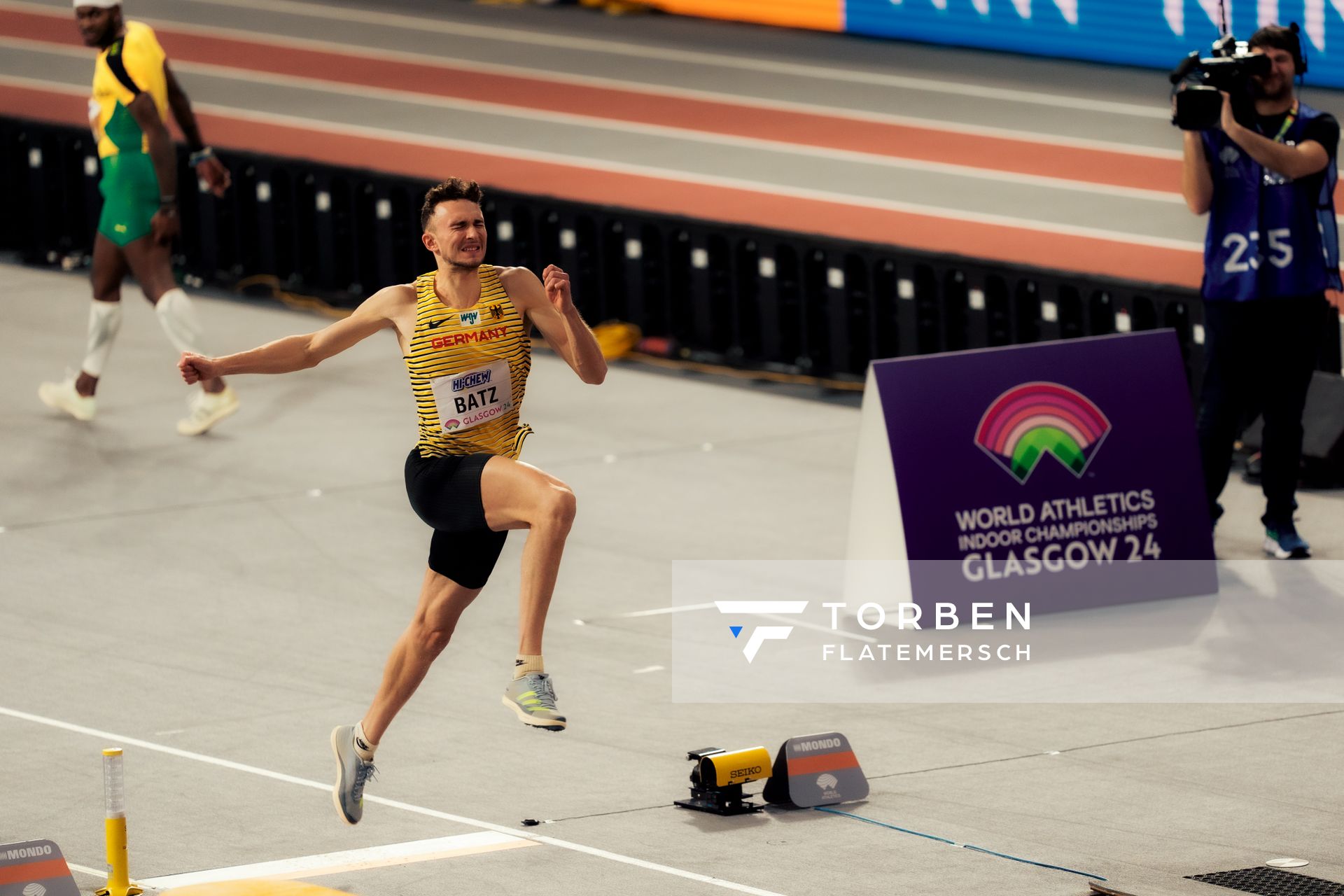 Simon Batz (GER/Germany) am 02.03.2024 bei den World Athletics Indoor Championships in Glasgow (Schottland / Vereinigtes Königreich)