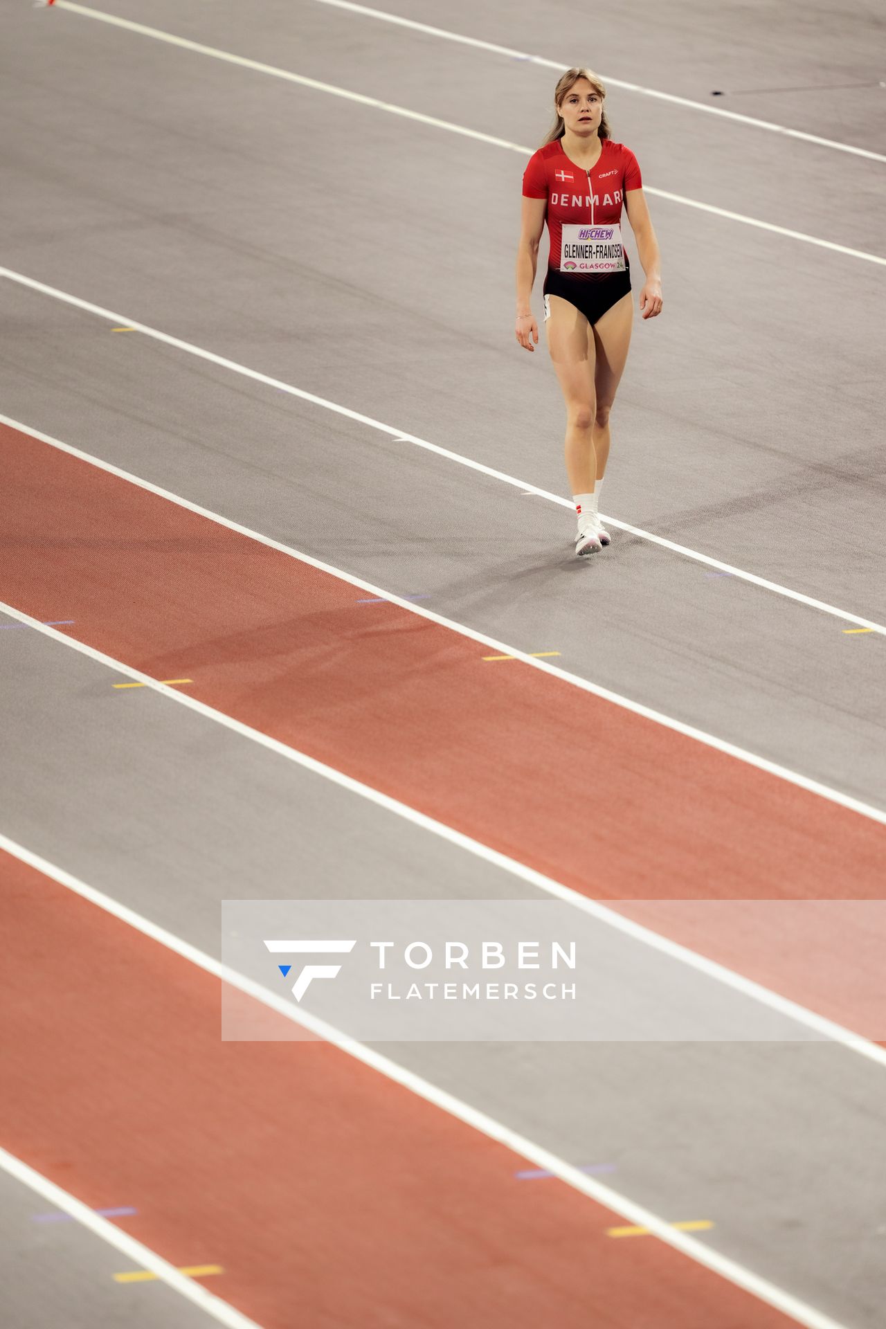 Astrid Glenner-Frandsen (DEN/Denmark) am 02.03.2024 bei den World Athletics Indoor Championships in Glasgow (Schottland / Vereinigtes Königreich)