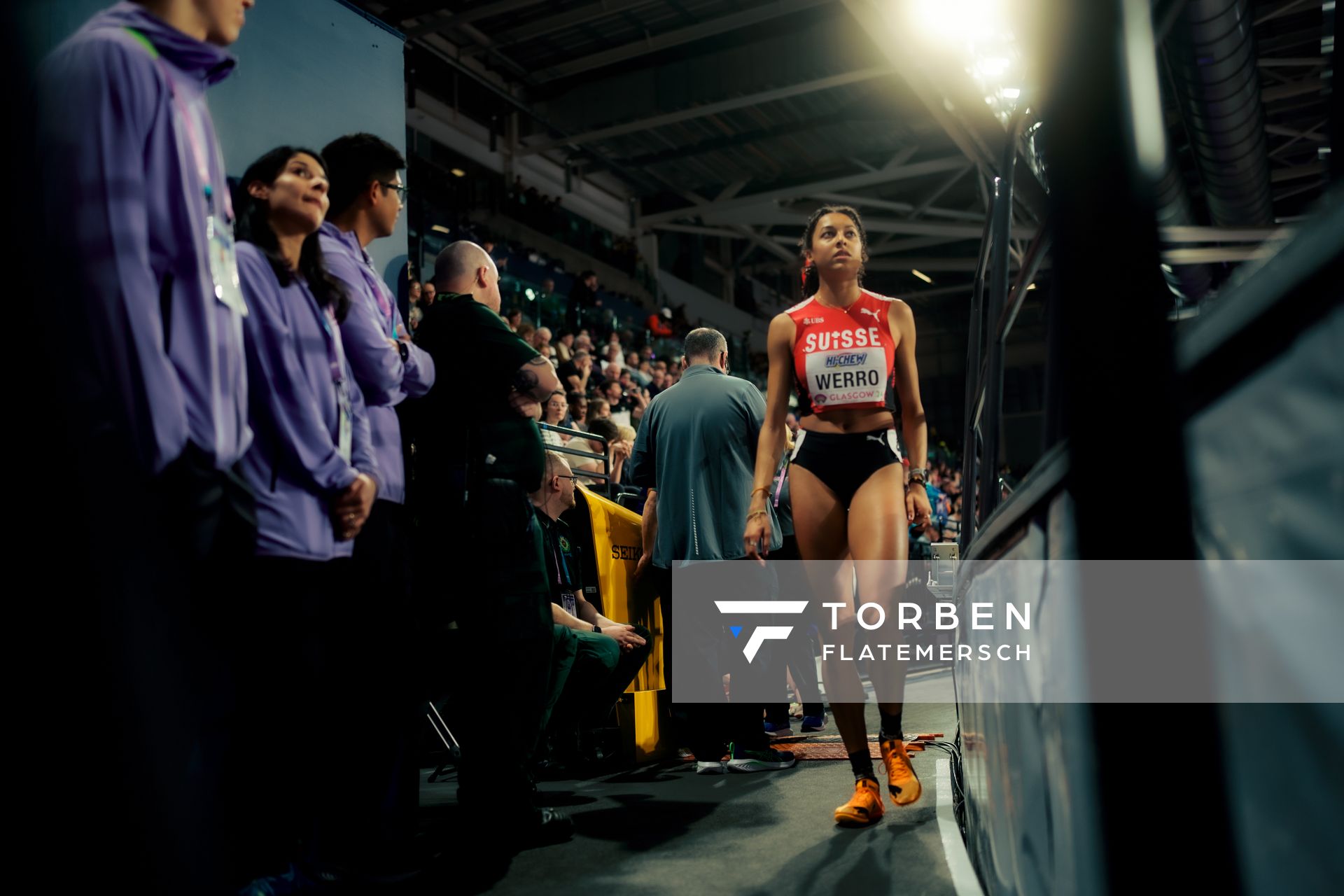 Audrey Werro (SUI/Switzerland) im 800m Halbfinale am 02.03.2024 bei den World Athletics Indoor Championships in Glasgow (Schottland / Vereinigtes Königreich)