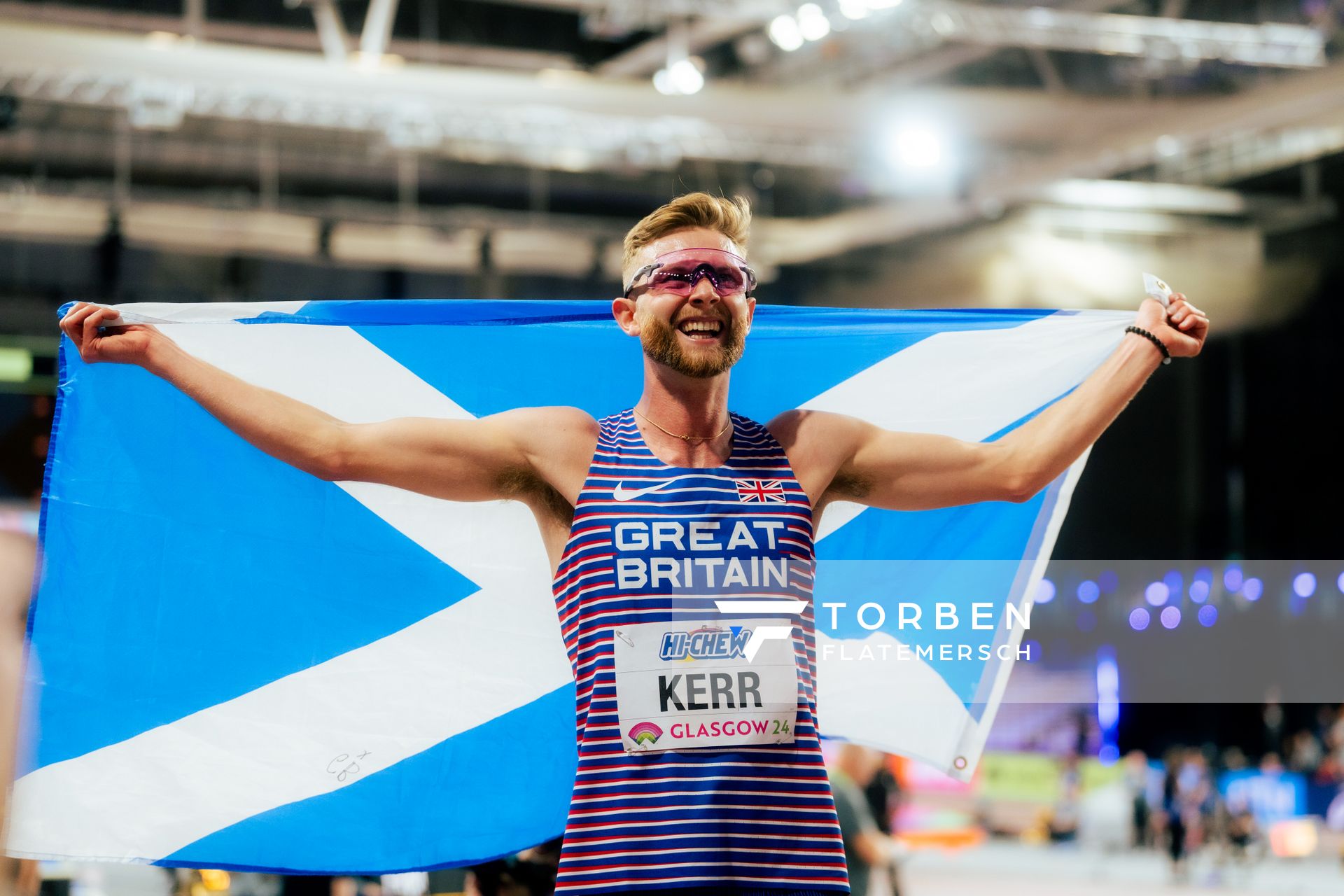 Josh Kerr (GBR/Great Britain) am 02.03.2024 bei den World Athletics Indoor Championships in Glasgow (Schottland / Vereinigtes Königreich)