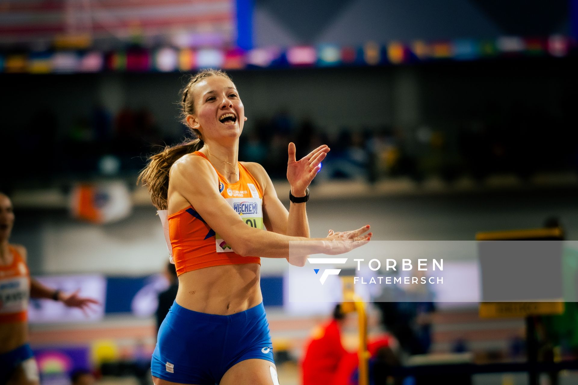 Femke Bol (NED/Netherlands) am 02.03.2024 bei den World Athletics Indoor Championships in Glasgow (Schottland / Vereinigtes Königreich)