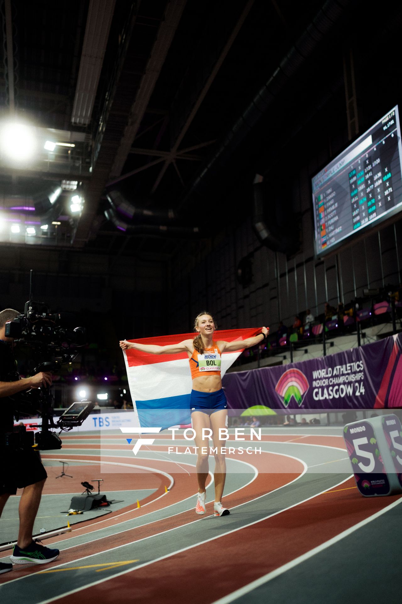 Femke Bol (NED/Netherlands) am 02.03.2024 bei den World Athletics Indoor Championships in Glasgow (Schottland / Vereinigtes Königreich)