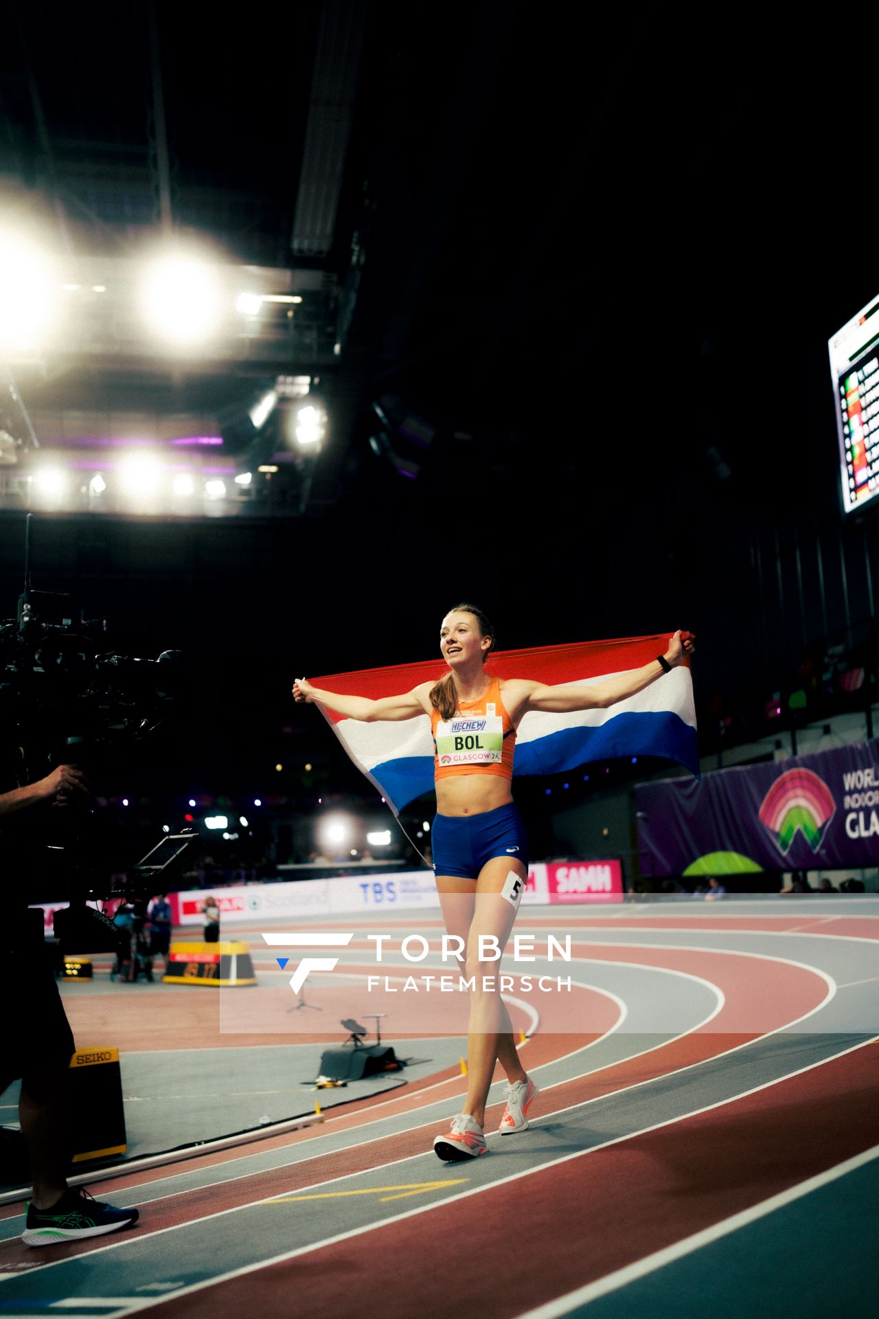 Femke Bol (NED/Netherlands) am 02.03.2024 bei den World Athletics Indoor Championships in Glasgow (Schottland / Vereinigtes Königreich)