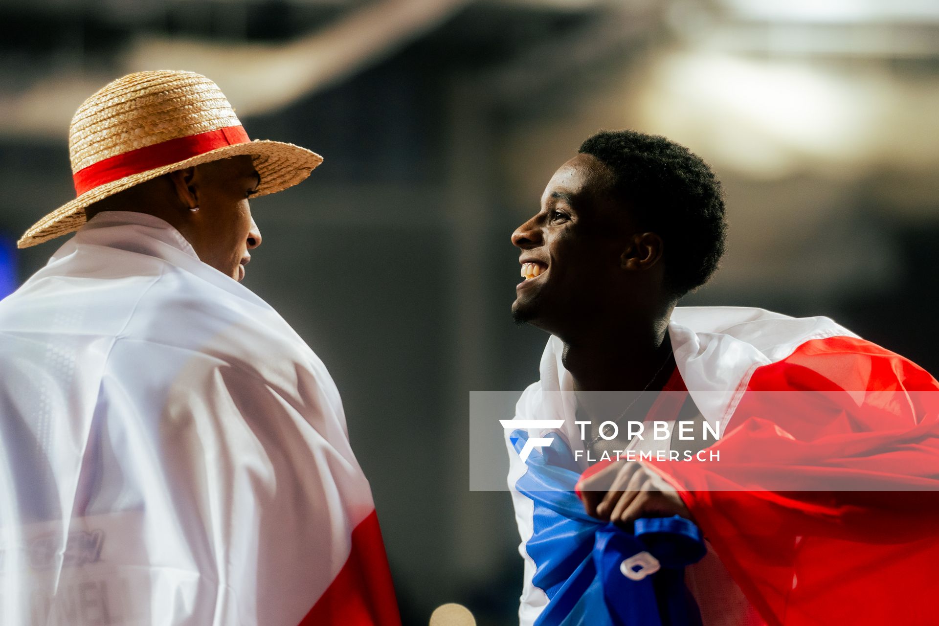 Lorenzo Ndele Simonelli (ITA/Italy), Just Kwaou-Mathey (FRA/France) am 02.03.2024 bei den World Athletics Indoor Championships in Glasgow (Schottland / Vereinigtes Königreich)