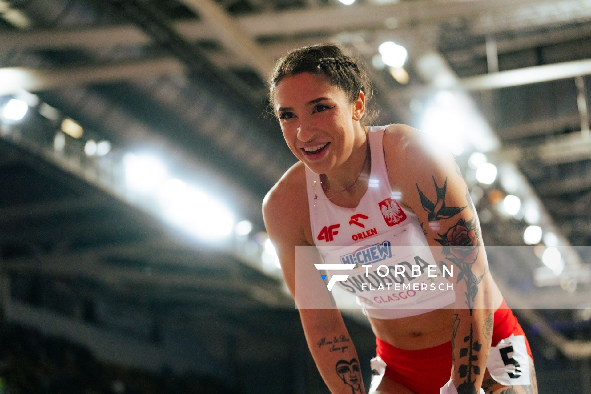 Ewa Swoboda (POL/Poland) am 02.03.2024 bei den World Athletics Indoor Championships in Glasgow (Schottland / Vereinigtes Königreich)