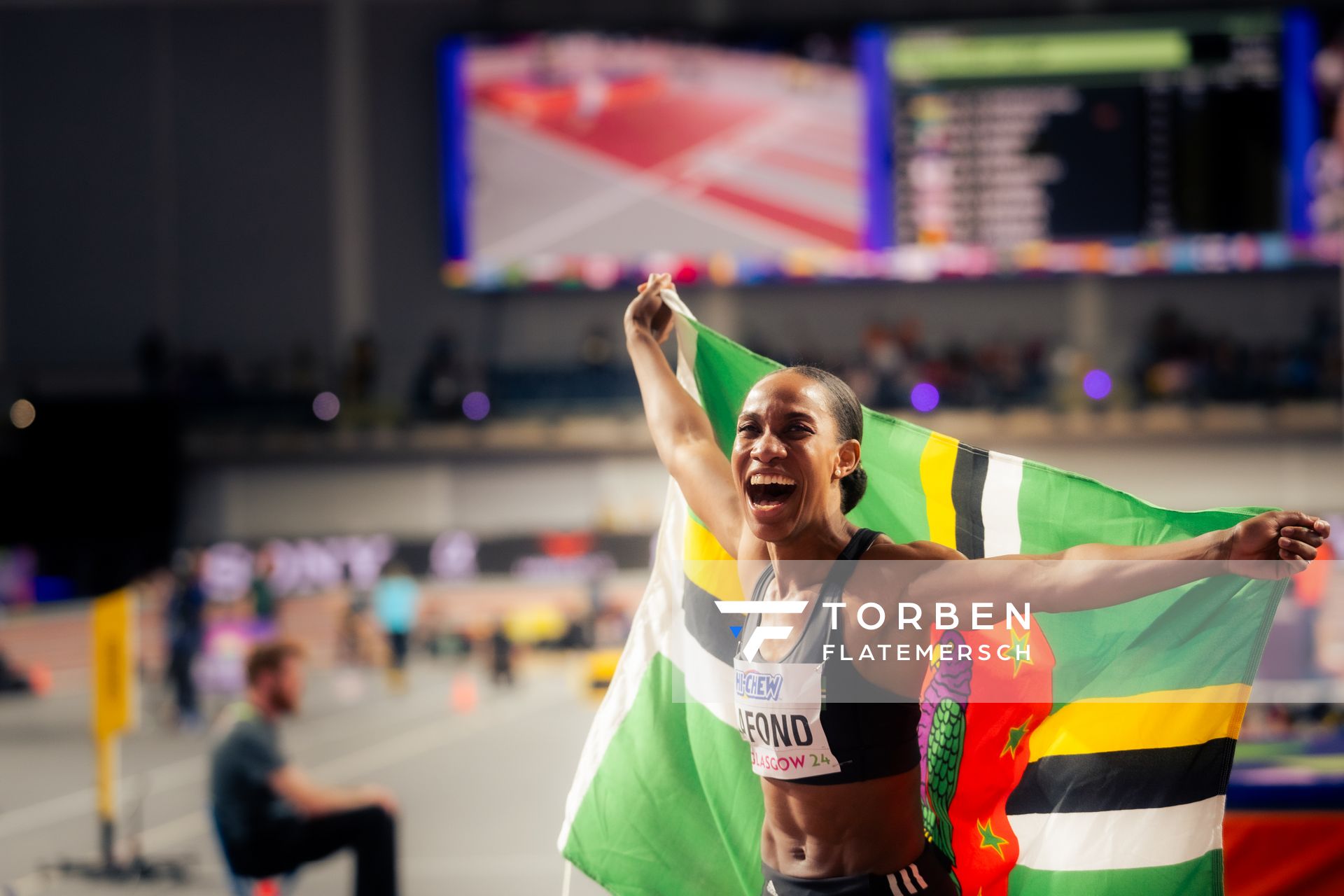 Thea Lafond (DMA/Dominica) am 03.03.2024 bei den World Athletics Indoor Championships in Glasgow (Schottland / Vereinigtes Königreich)