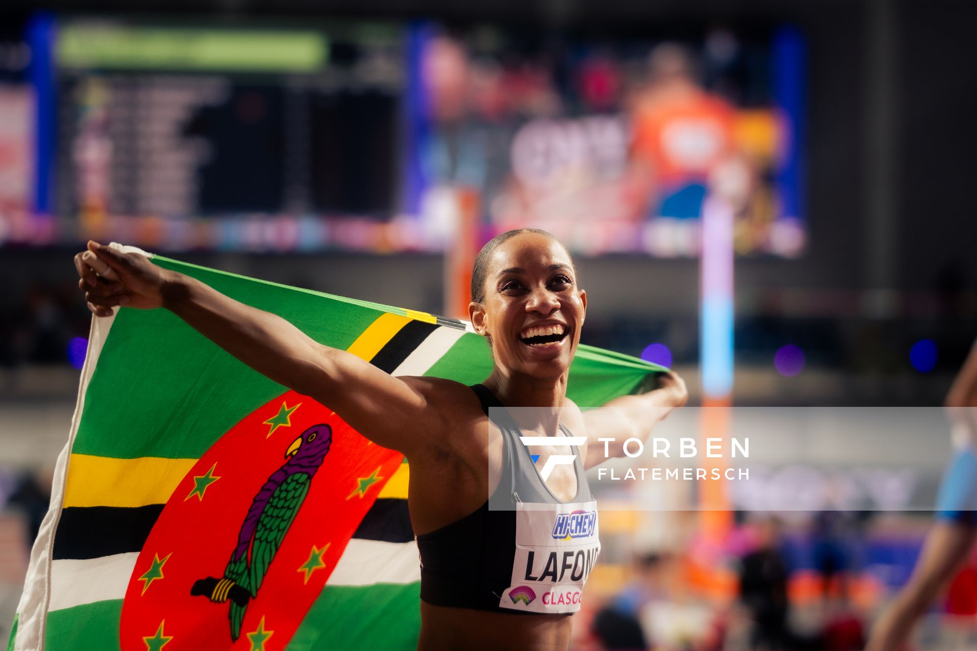 Thea Lafond (DMA/Dominica) am 03.03.2024 bei den World Athletics Indoor Championships in Glasgow (Schottland / Vereinigtes Königreich)
