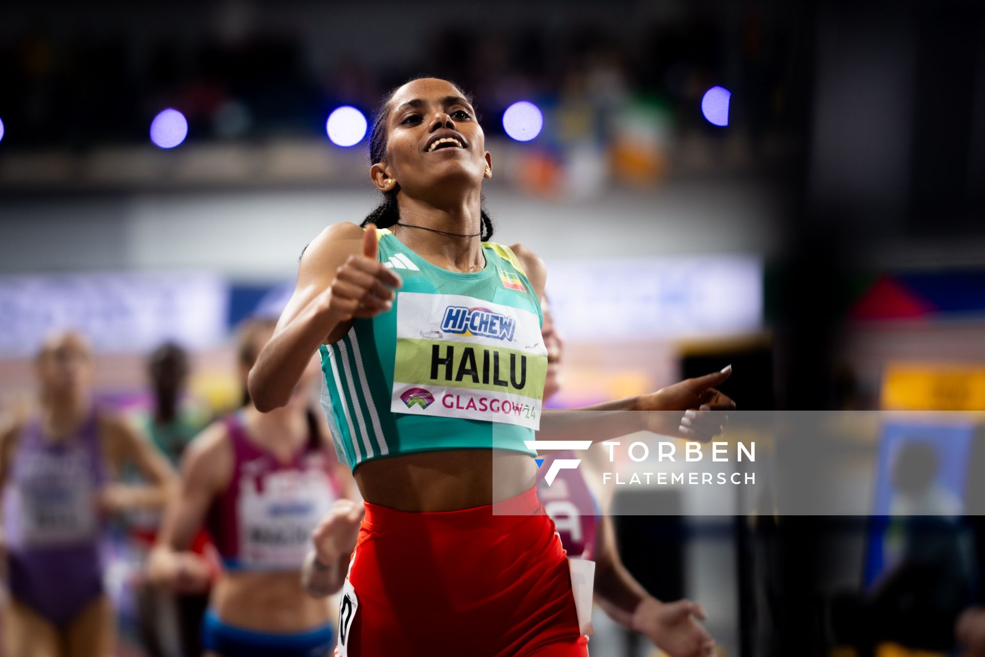 Freweyni Hailu (ETH/Ethiopia) am 03.03.2024 bei den World Athletics Indoor Championships in Glasgow (Schottland / Vereinigtes Königreich)
