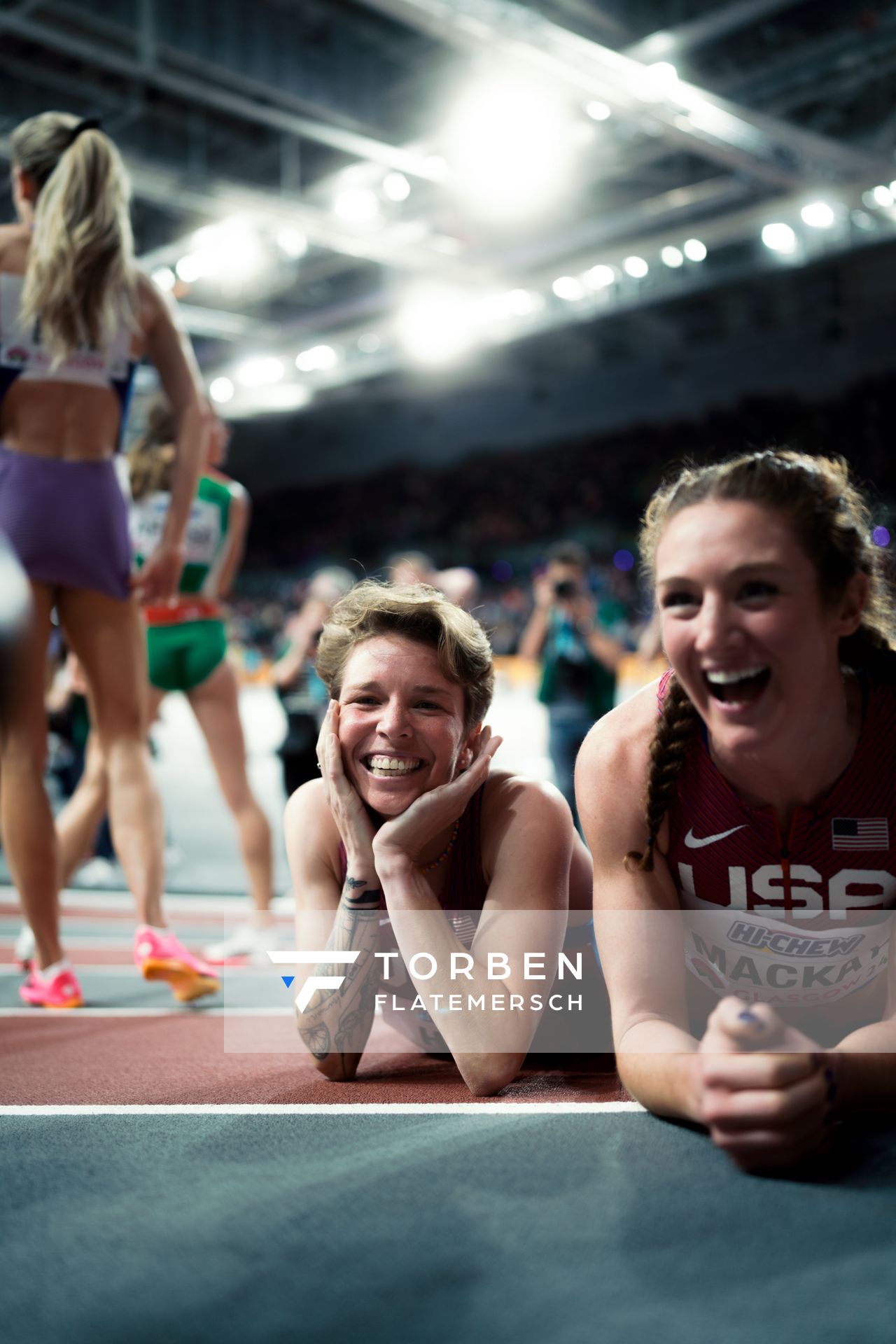 Nikki Hiltz (USA/United States of America) am 03.03.2024 bei den World Athletics Indoor Championships in Glasgow (Schottland / Vereinigtes Königreich)