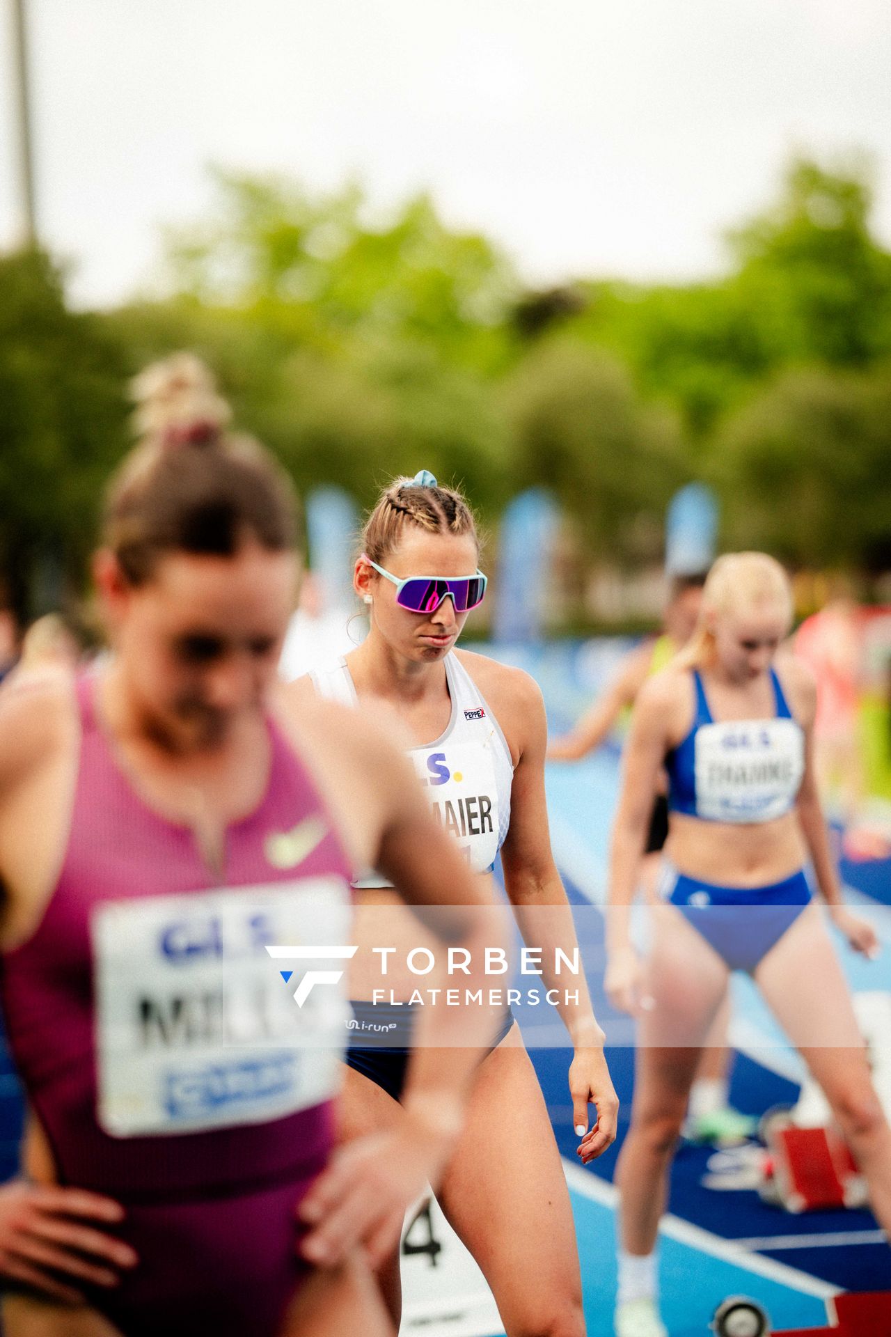 Anna-Lena Obermaier (GER | LG Telis Finanz Regensburg) am 200m Start am 22.06.2024 beim Stadtwerke Ratingen Mehrkampf-Meeting 2024 in Ratingen