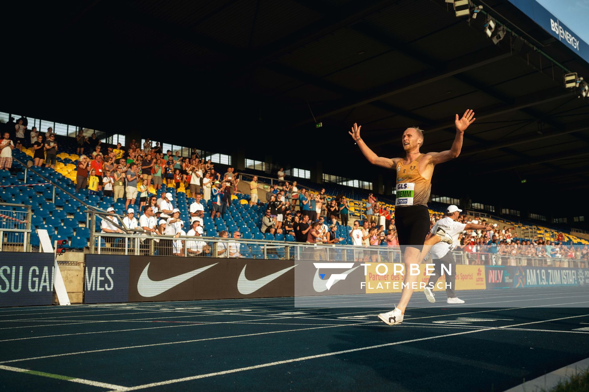 Florian Bremm (LSC Höchstadt/Aisch) am 28.06.2024 beim 5000m Lauf bei den deutschen Leichtathletik-Meisterschaften 2024 im Eintracht-Stadion in Braunschweig