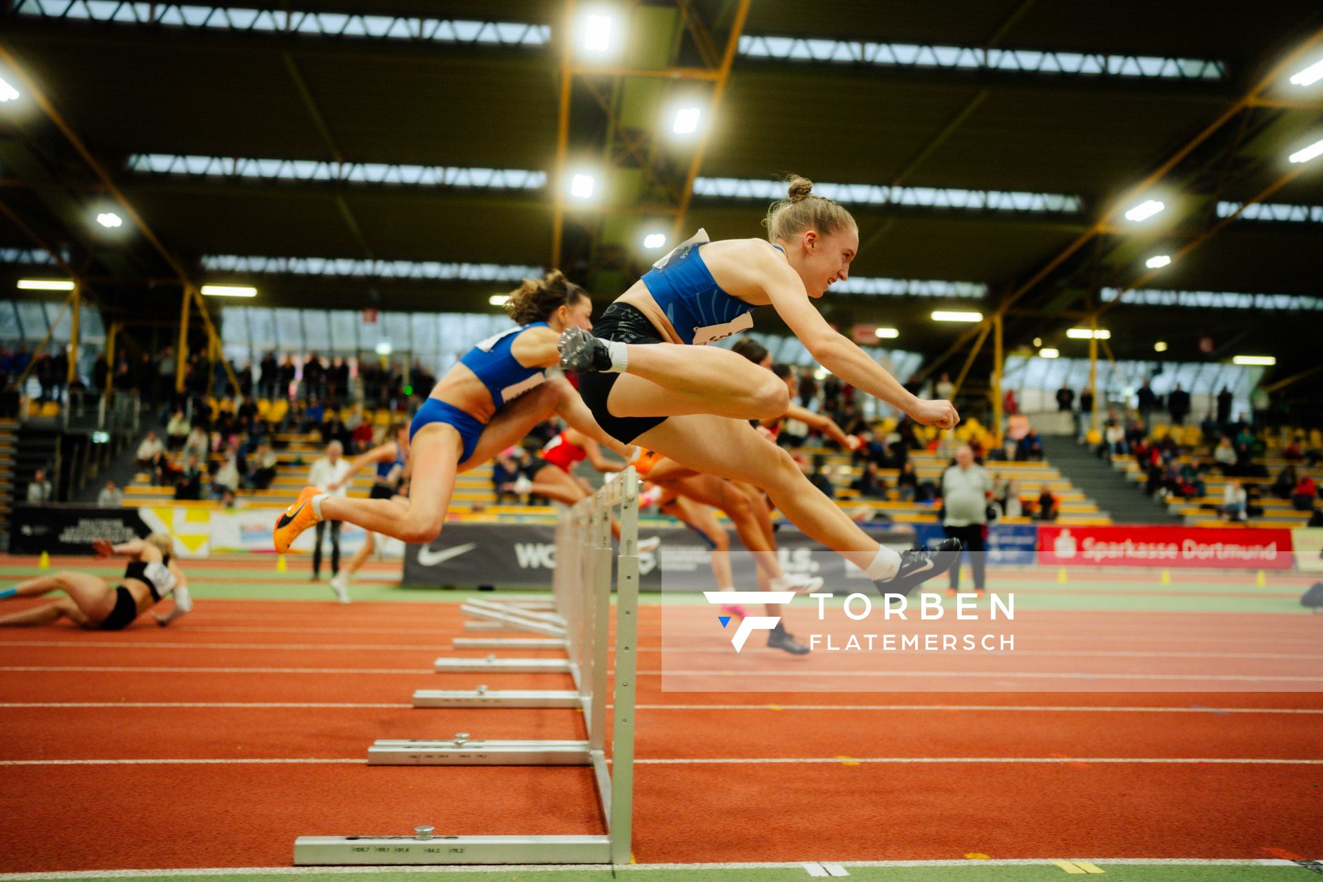 Svea Funck (TV Jahn Walsrode) waehrend den deutschen Jugend-Hallenmeisterschaften U20 am 15.02.2025 in der Helmut-Körnig-Halle in Dortmund