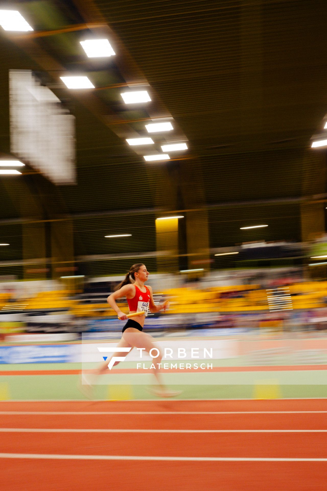 Lotta Sophie Reckert (LG Olympia Dortmund) waehrend den deutschen Jugend-Hallenmeisterschaften U20 am 15.02.2025 in der Helmut-Körnig-Halle in Dortmund
