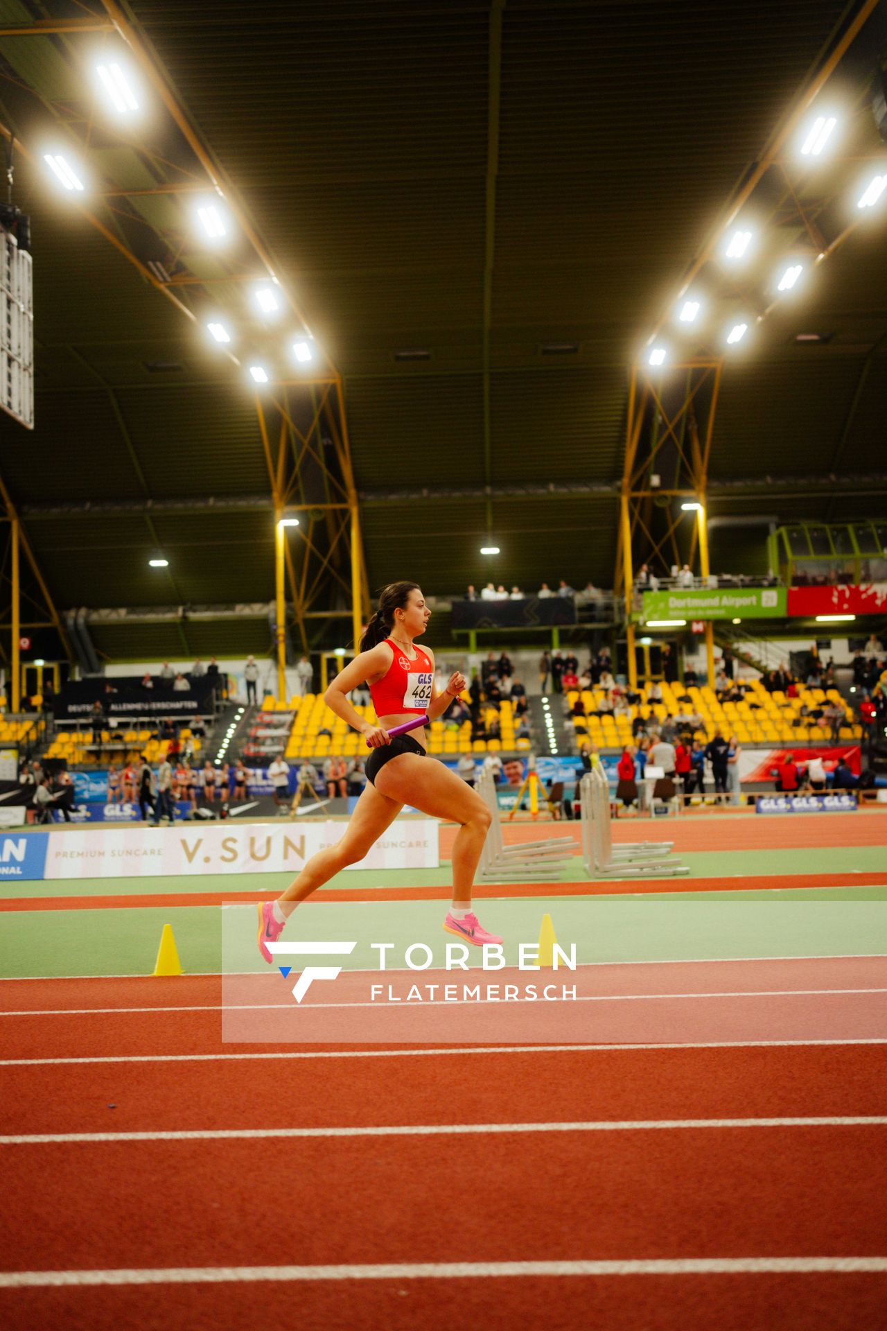 Katharina Firl (TSV Bayer 04 Leverkusen) waehrend den deutschen Jugend-Hallenmeisterschaften U20 am 15.02.2025 in der Helmut-Körnig-Halle in Dortmund