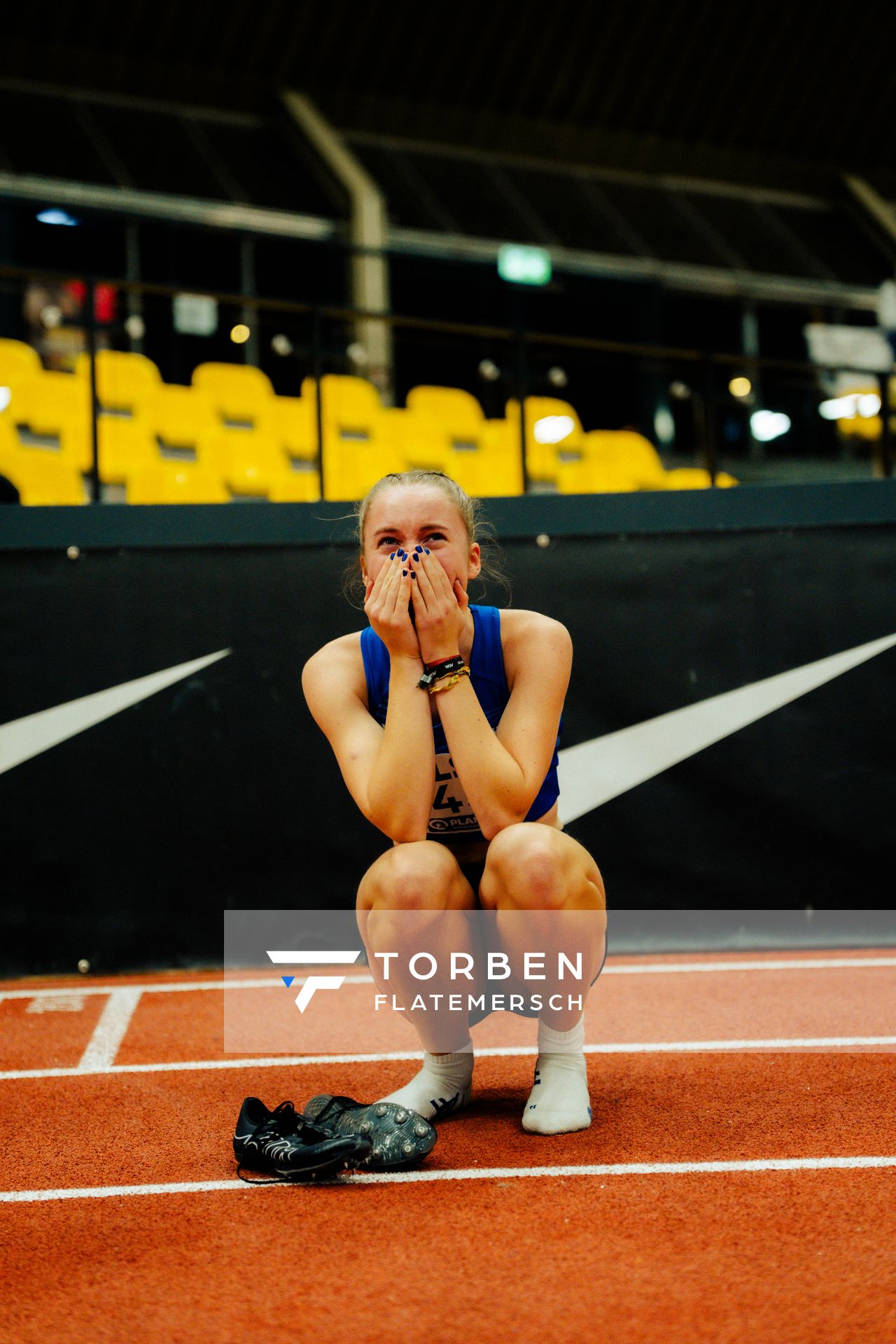 Svea Funck (TV Jahn Walsrode) waehrend den deutschen Jugend-Hallenmeisterschaften U20 am 15.02.2025 in der Helmut-Körnig-Halle in Dortmund