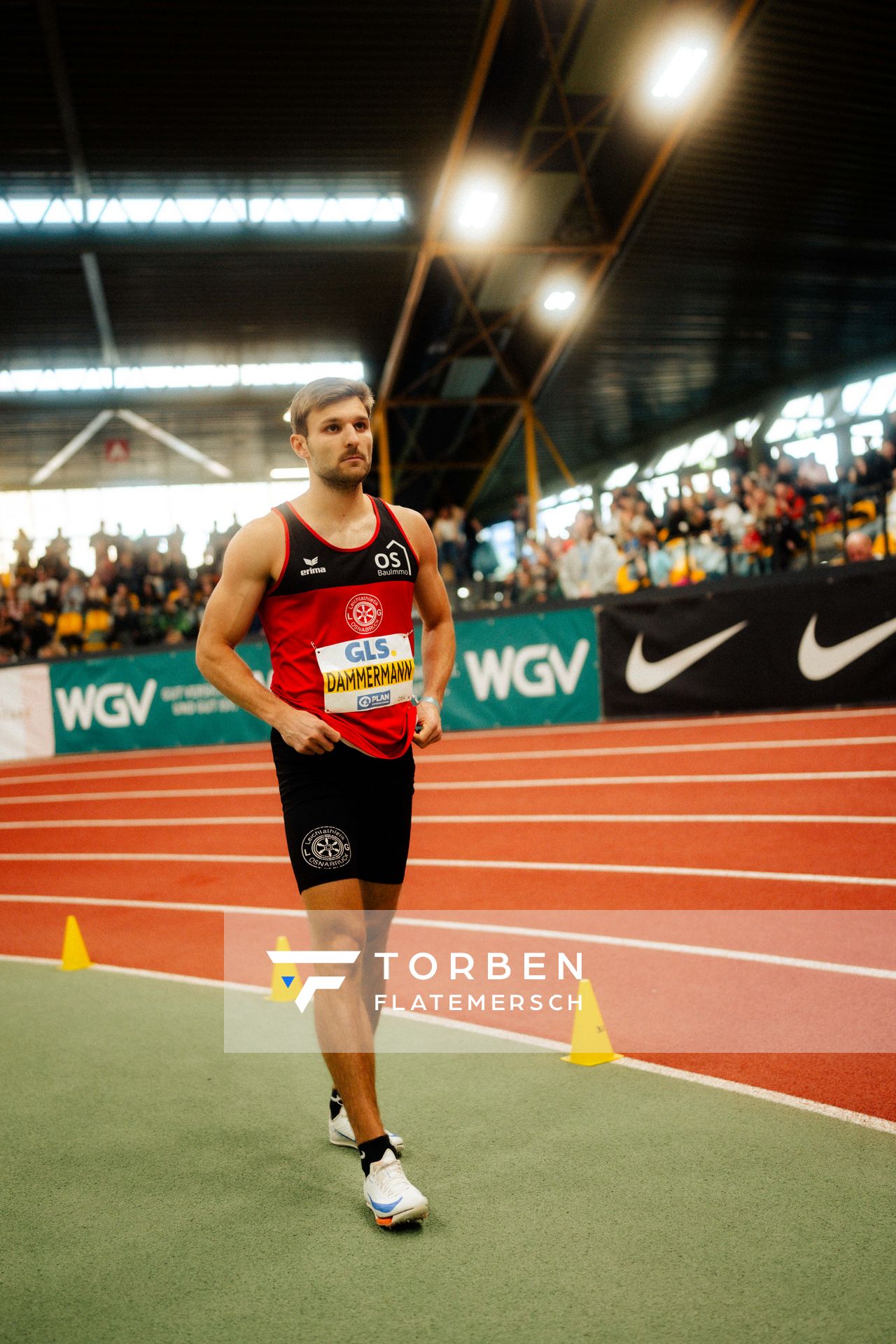 Fabian Dammermann (LG Osnabrück) bei den deutschenHallenmeisterschaften am 23.02.2025 in der Helmut-Körnig-Halle in Dortmund
