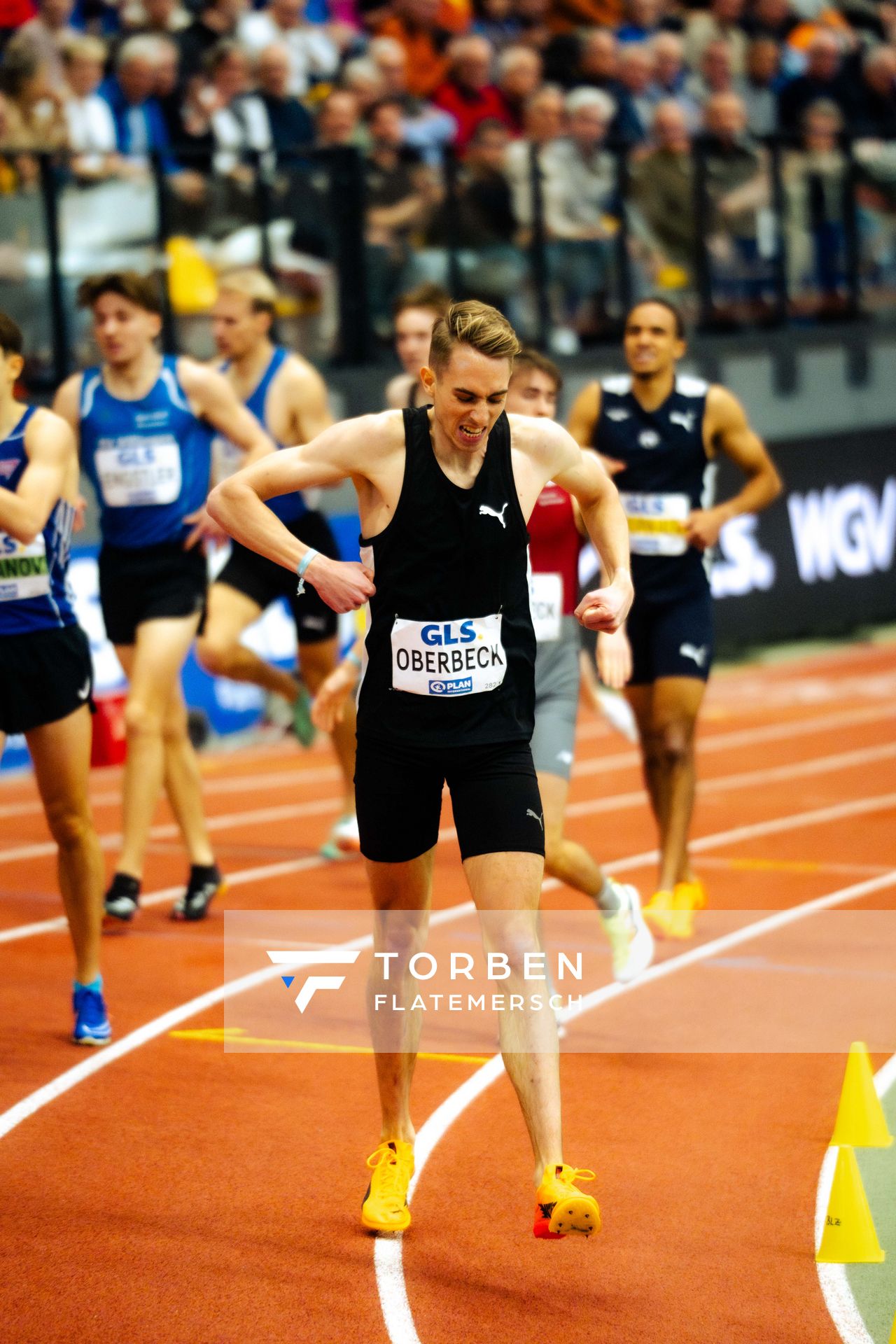 Luis Oberbeck (LG Göttingen) bei den deutschenHallenmeisterschaften am 23.02.2025 in der Helmut-Körnig-Halle in Dortmund