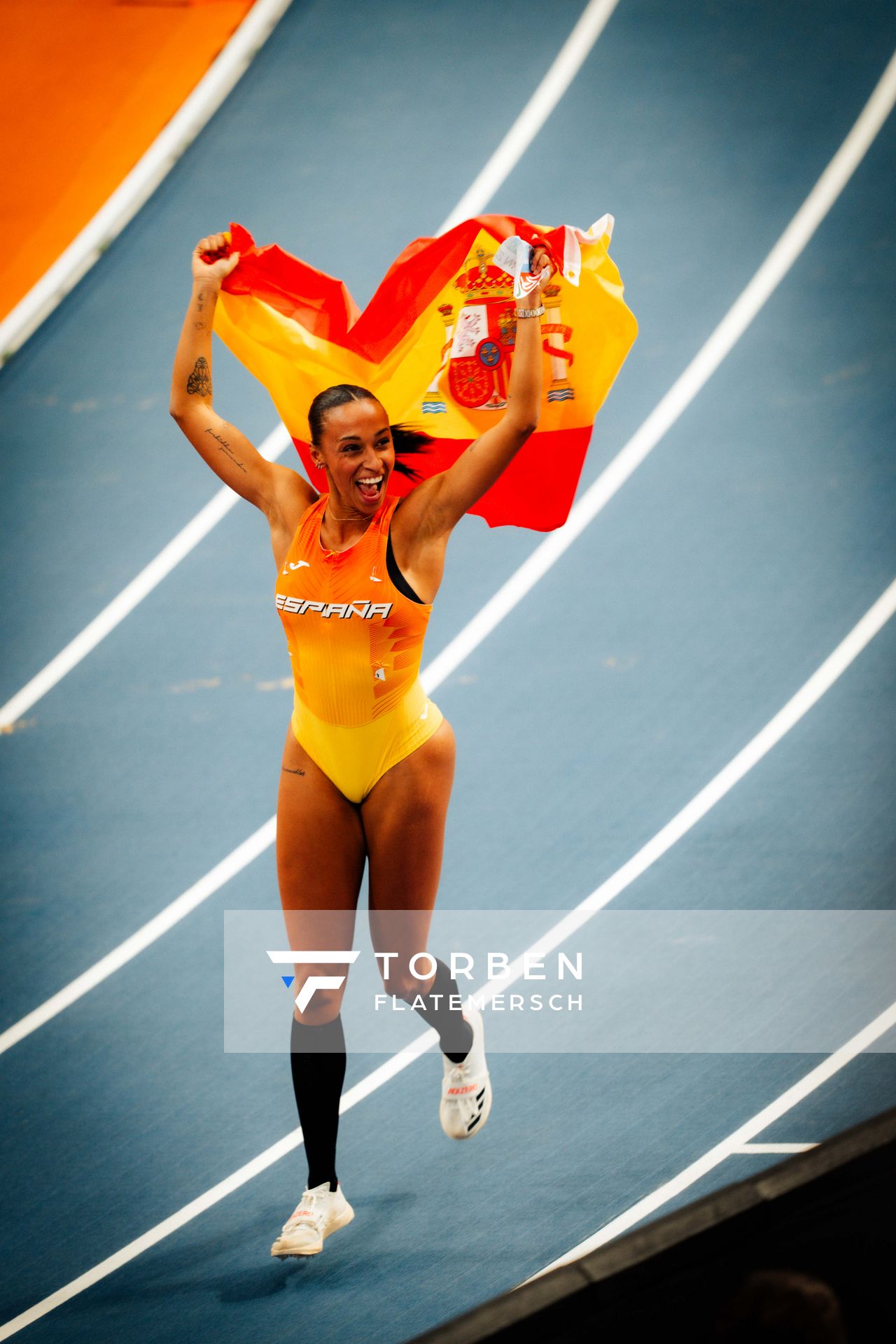 Ana Peleteiro-Compaoré (ESP) during the European Athletics Indoor Championships on 07/03/2025 at the Omnisport Arena in Apeldoorn