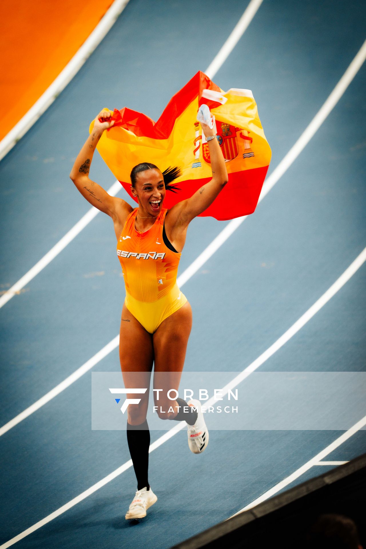 Ana Peleteiro-Compaoré (ESP) during the European Athletics Indoor Championships on 07/03/2025 at the Omnisport Arena in Apeldoorn