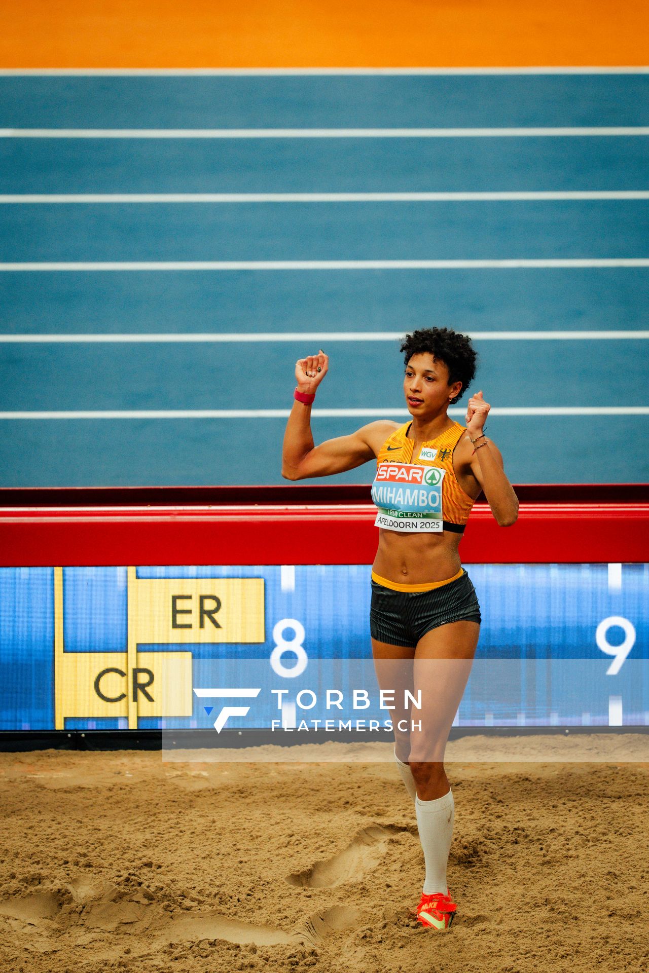 Malaika Mihambo (GER) during the European Athletics Indoor Championships on 07/03/2025 at the Omnisport Arena in Apeldoorn