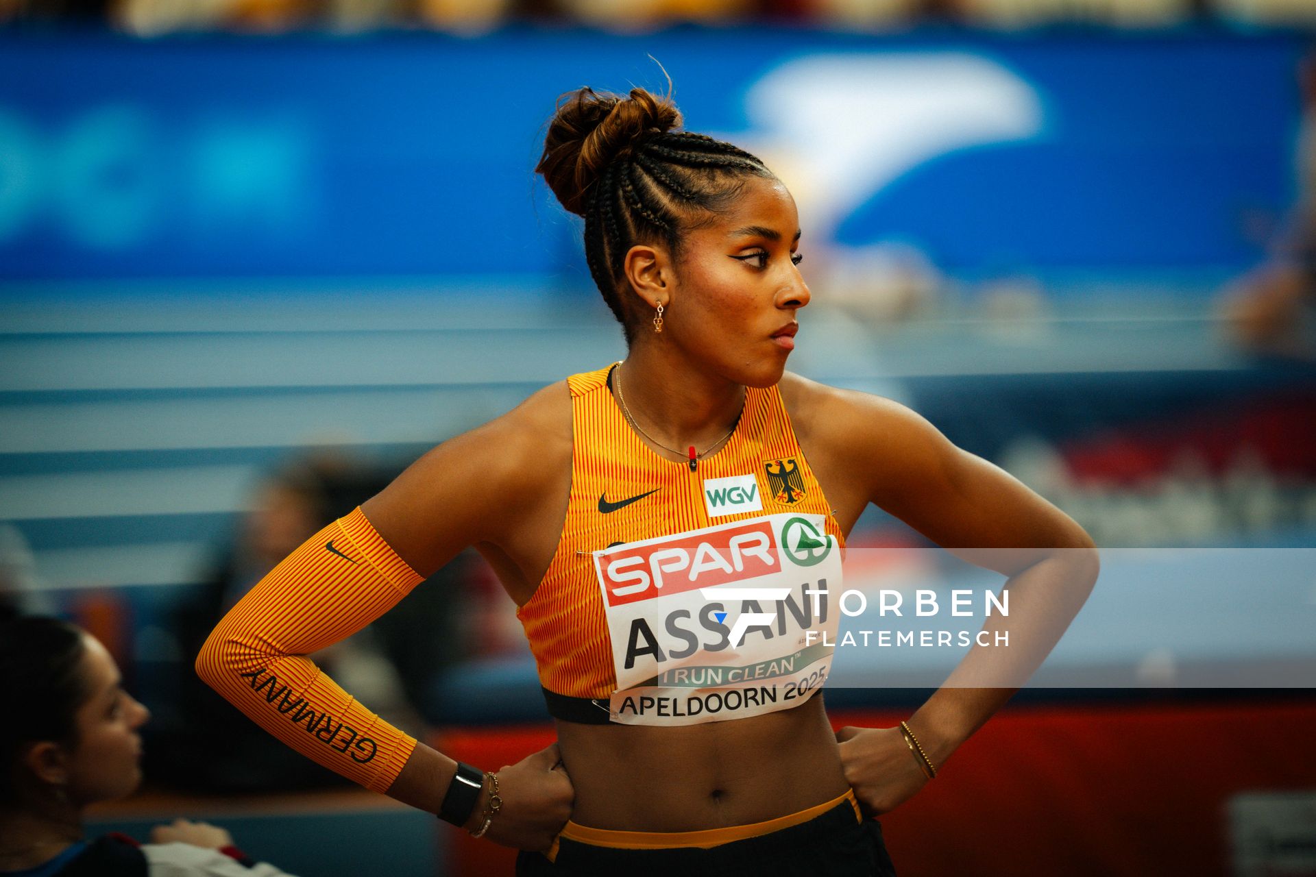 Mikaelle Assani (GER/Germany) during the European Athletics Indoor Championships on 07/03/2025 at the Omnisport Arena in Apeldoorn