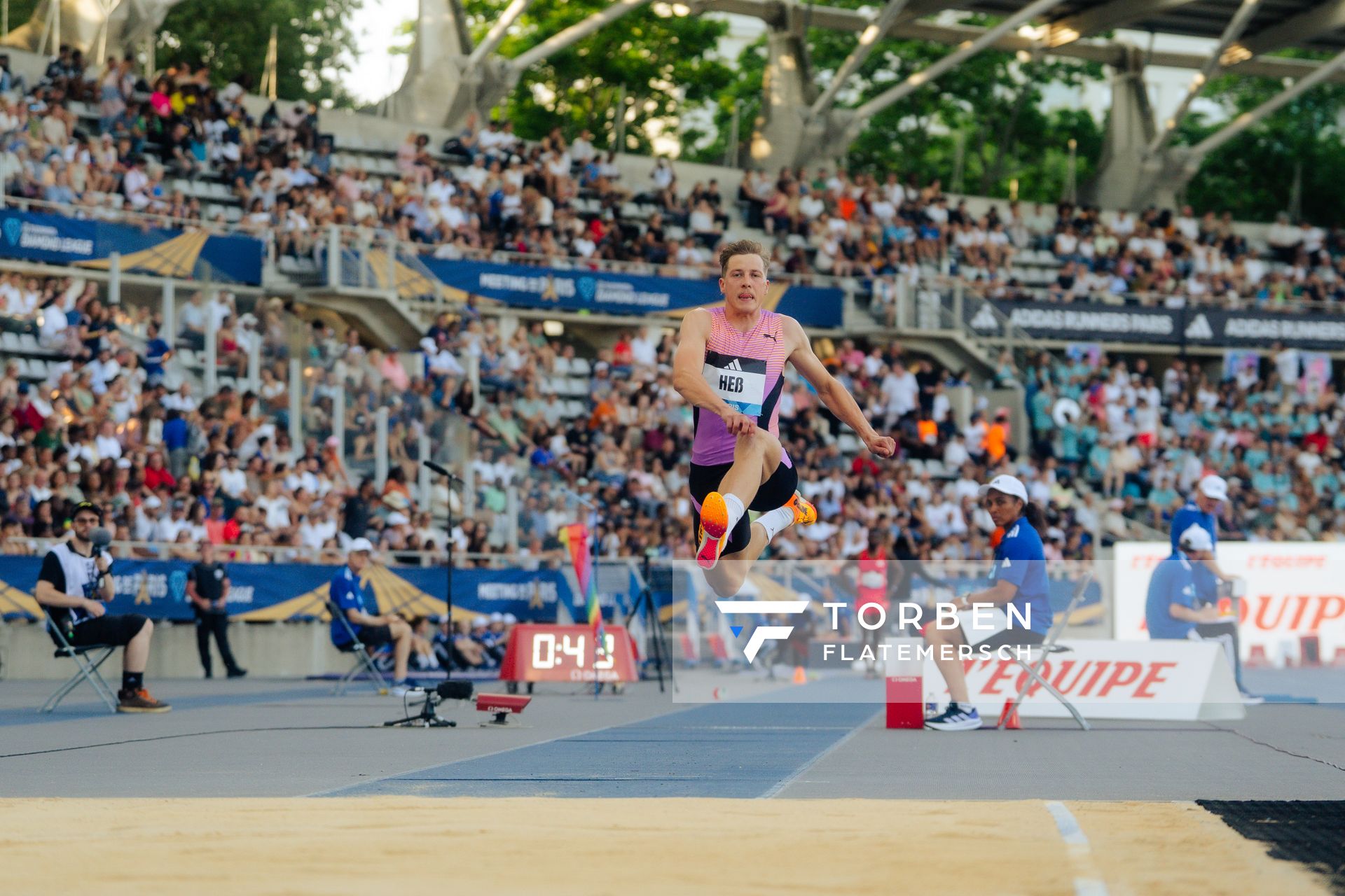 Max Heß (Germany) during the Triple Jump at the Wanda Diamond League MEETING de Paris on 20/06/2025 in Paris