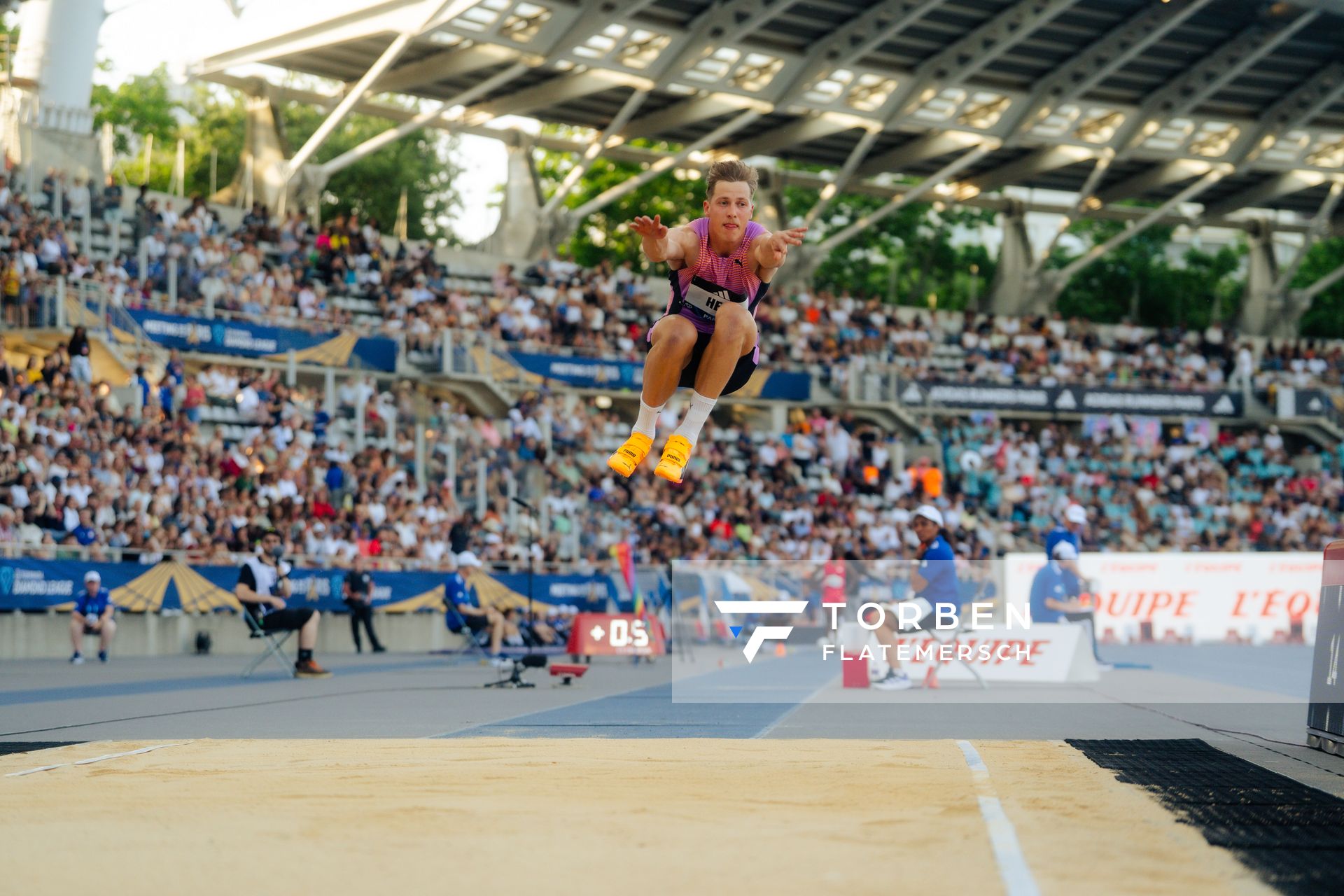 Max Heß (Germany) during the Triple Jump at the Wanda Diamond League MEETING de Paris on 20/06/2025 in Paris