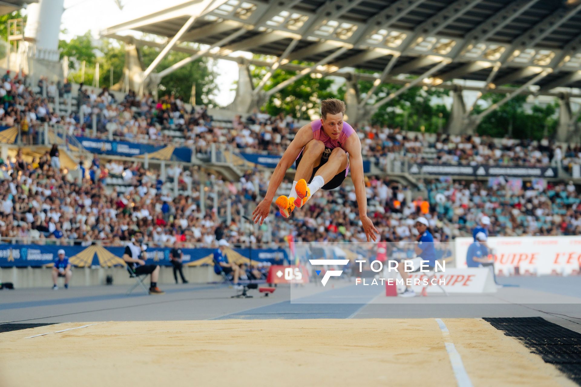 Max Heß (Germany) during the Triple Jump at the Wanda Diamond League MEETING de Paris on 20/06/2025 in Paris