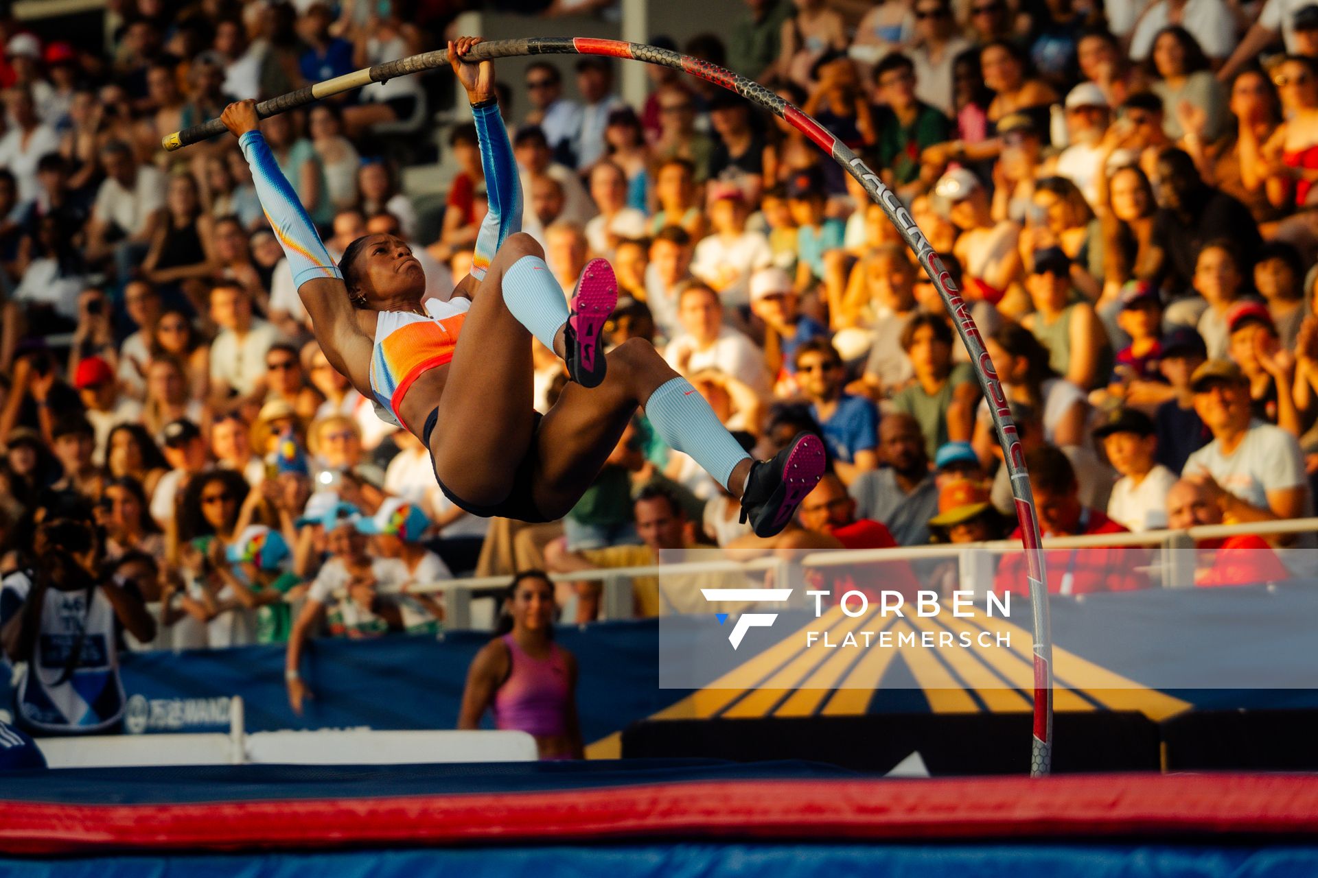 Marie-Julie Bonnin (France) during the pole vault at the Wanda Diamond League MEETING de Paris on 20/06/2025 in Paris