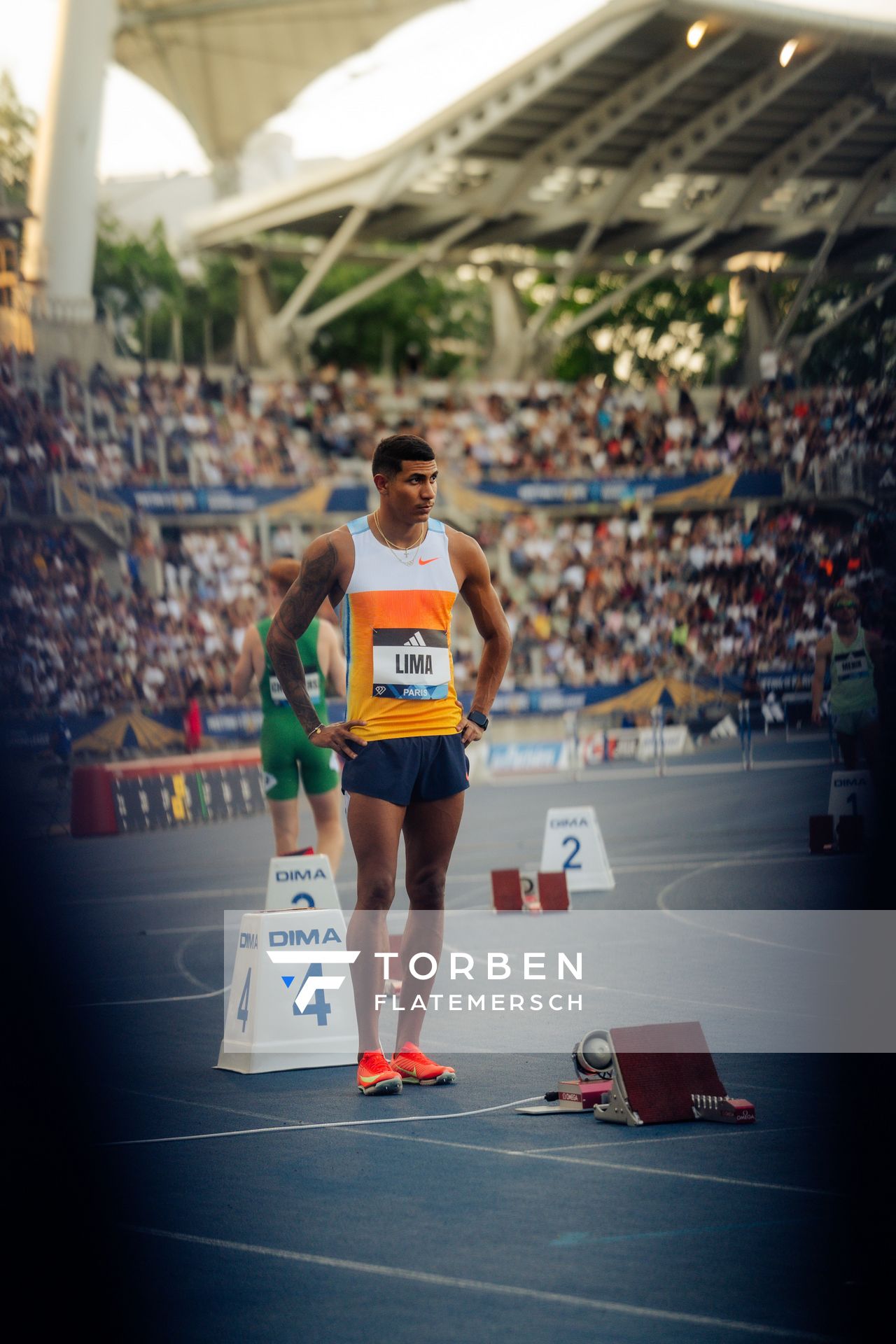 Matheus Lima (Brazil) during the 400m hurdles at the Wanda Diamond League MEETING de Paris on 20/06/2025 in Paris