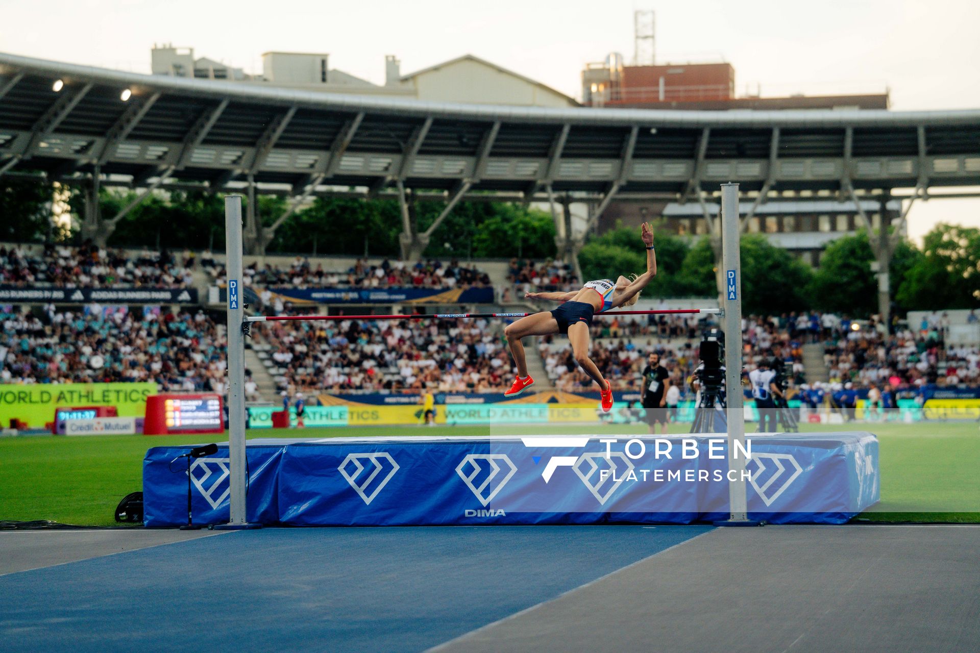 Yuliia Levchenko (Ukraine) during the High Jump at the Wanda Diamond League MEETING de Paris on 20/06/2025 in Paris