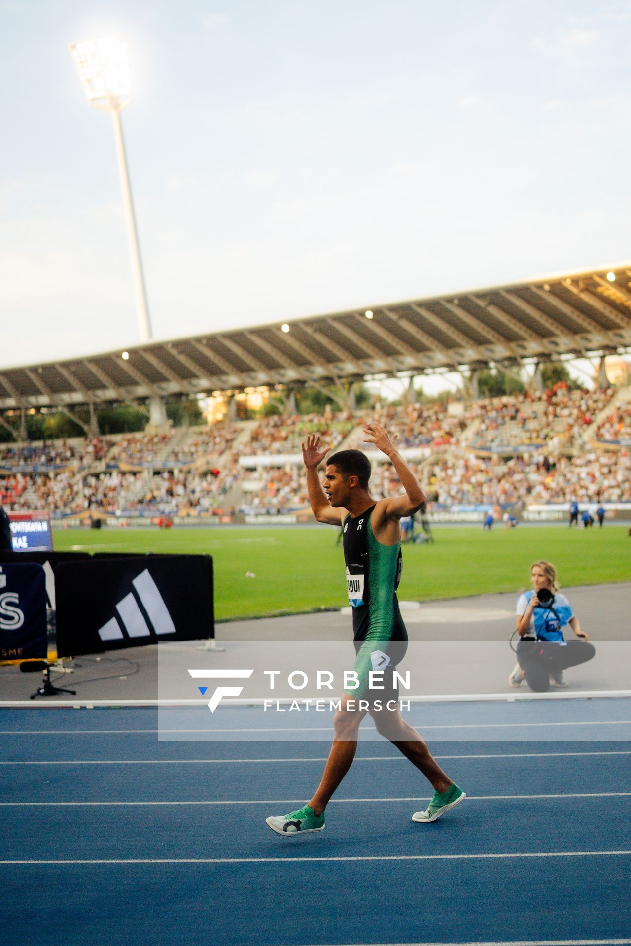 Mohamed Attaoui (Spain) during the 800m race at the Wanda Diamond League MEETING de Paris on 20/06/2025 in Paris