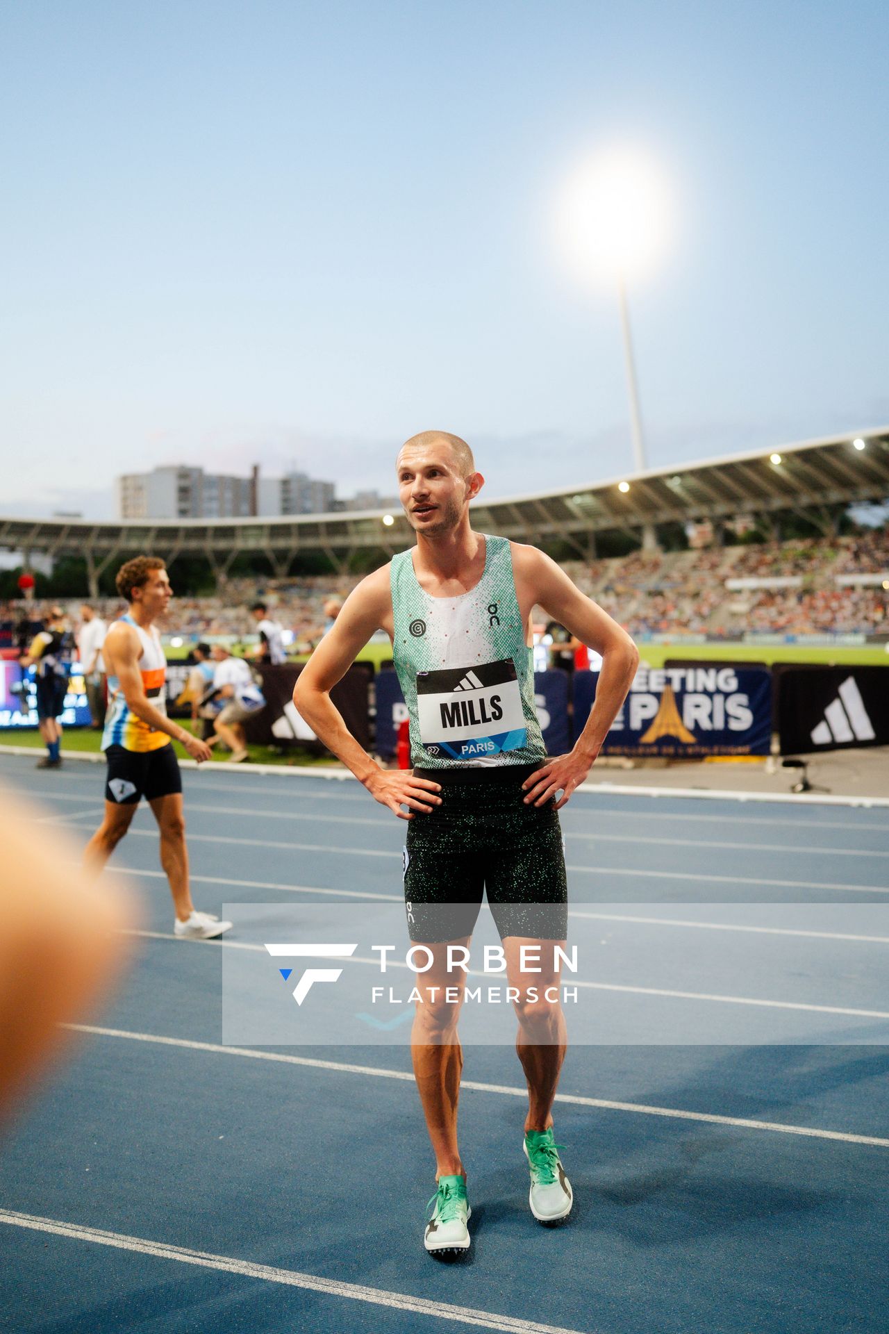 George Mills (United Kingdom) during the 1500m race at the Wanda Diamond League MEETING de Paris on 20/06/2025 in Paris