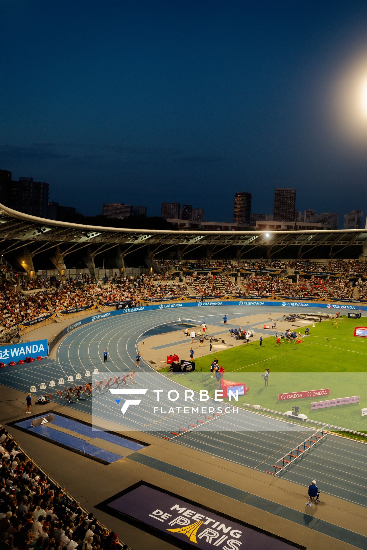 Pia Skrzyszowska (Poland), Devynne Charlton (Bahamas), Tobi Amusan (Nigeria), Ackera Nugent (Jamaica), Grace Stark (United States), Nadine Visser (Netherlands), Kendra Harrison (United States), Alaysha Johnson (United States) during the 100m hurdles race  at the Wanda Diamond League MEETING de Paris on 20/06/2025 in Paris