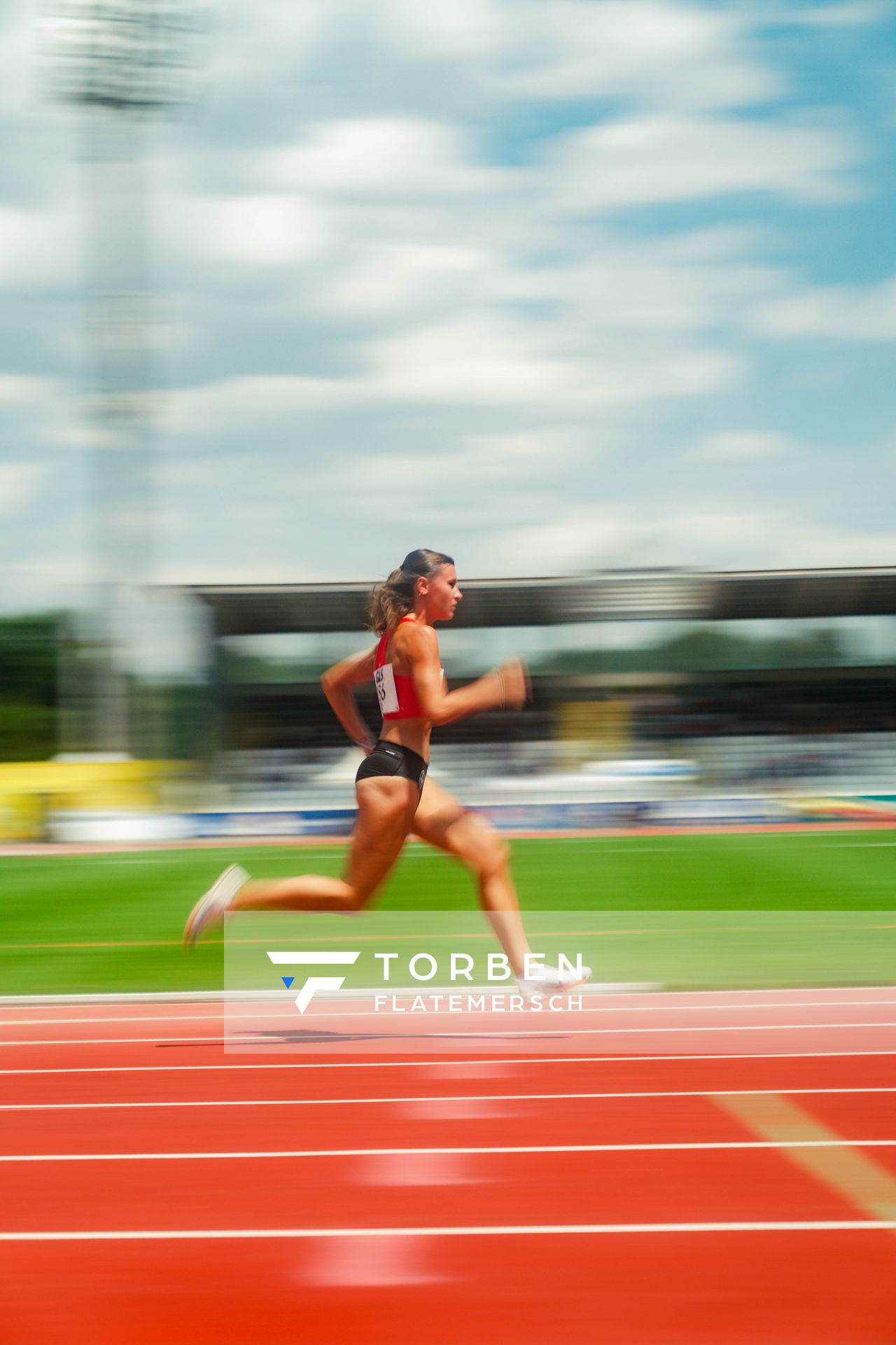 Allegra Hildebrand (TSV Bayer 04 Leverkusen) waehrend der U16-/U23-DM am 05.07.2025 im Donaustadion in Ulm