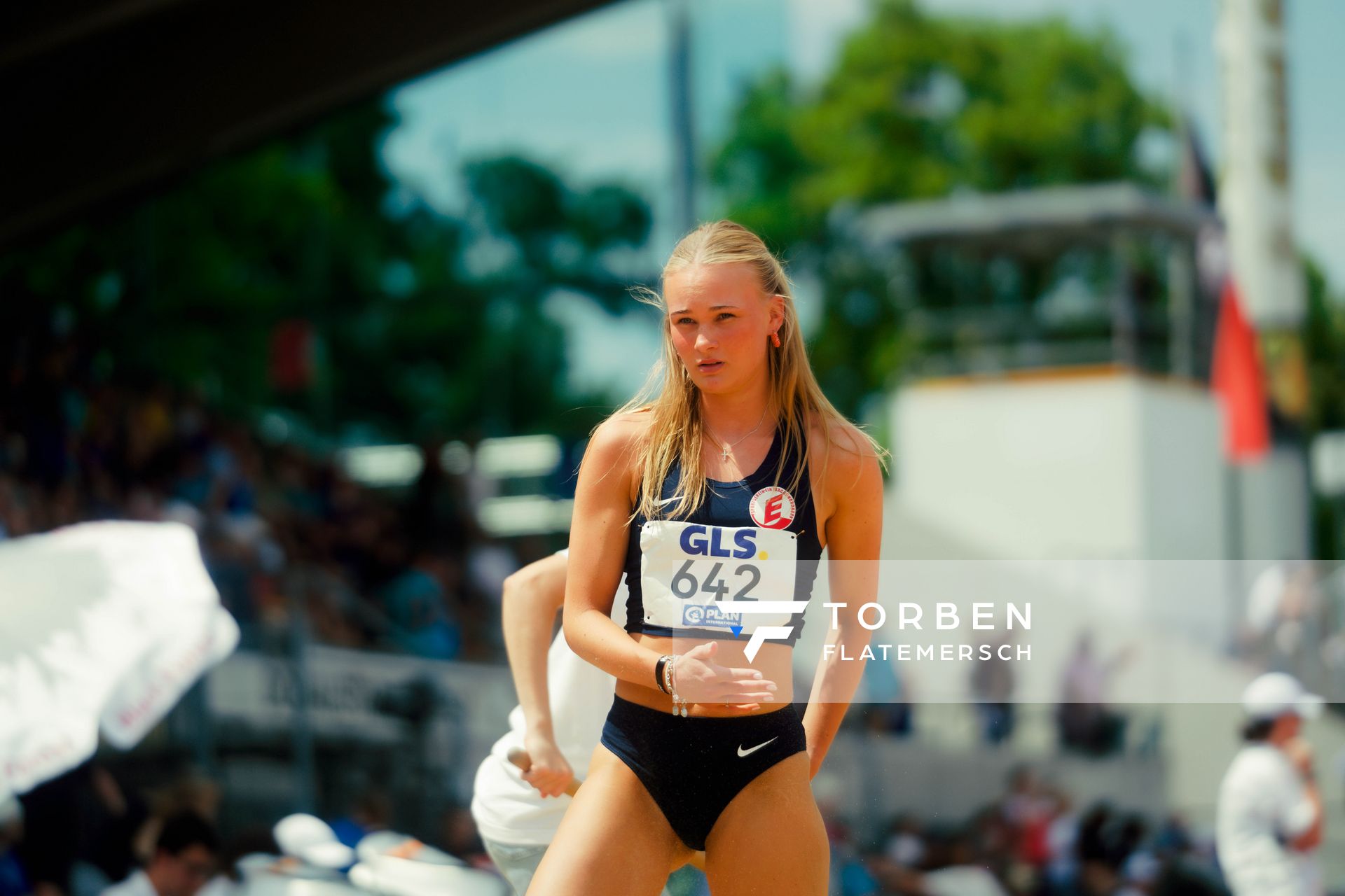 Charlotte Grimm (SV Eintracht Nordhorn) waehrend der U16-/U23-DM am 05.07.2025 im Donaustadion in Ulm