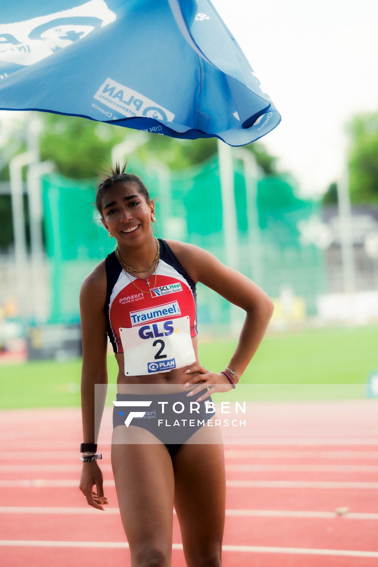 Ruth Hildebrand (SCL Heel Baden-Baden) waehrend der U16-/U23-DM am 05.07.2025 im Donaustadion in Ulm