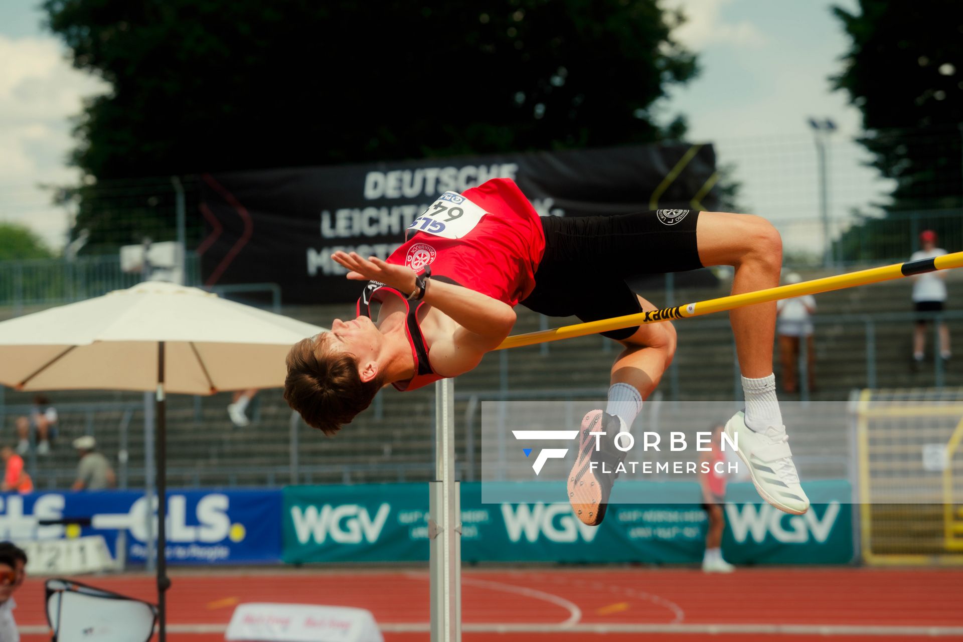 Nevio Völkel (LG Osnabrück) waehrend der U16-/U23-DM am 05.07.2025 im Donaustadion in Ulm