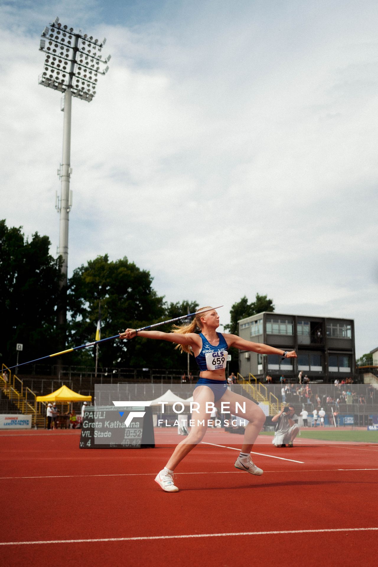 Greta Katharina Pauli (VfL Stade) waehrend der U16-/U23-DM am 06.07.2025 im Donaustadion in Ulm