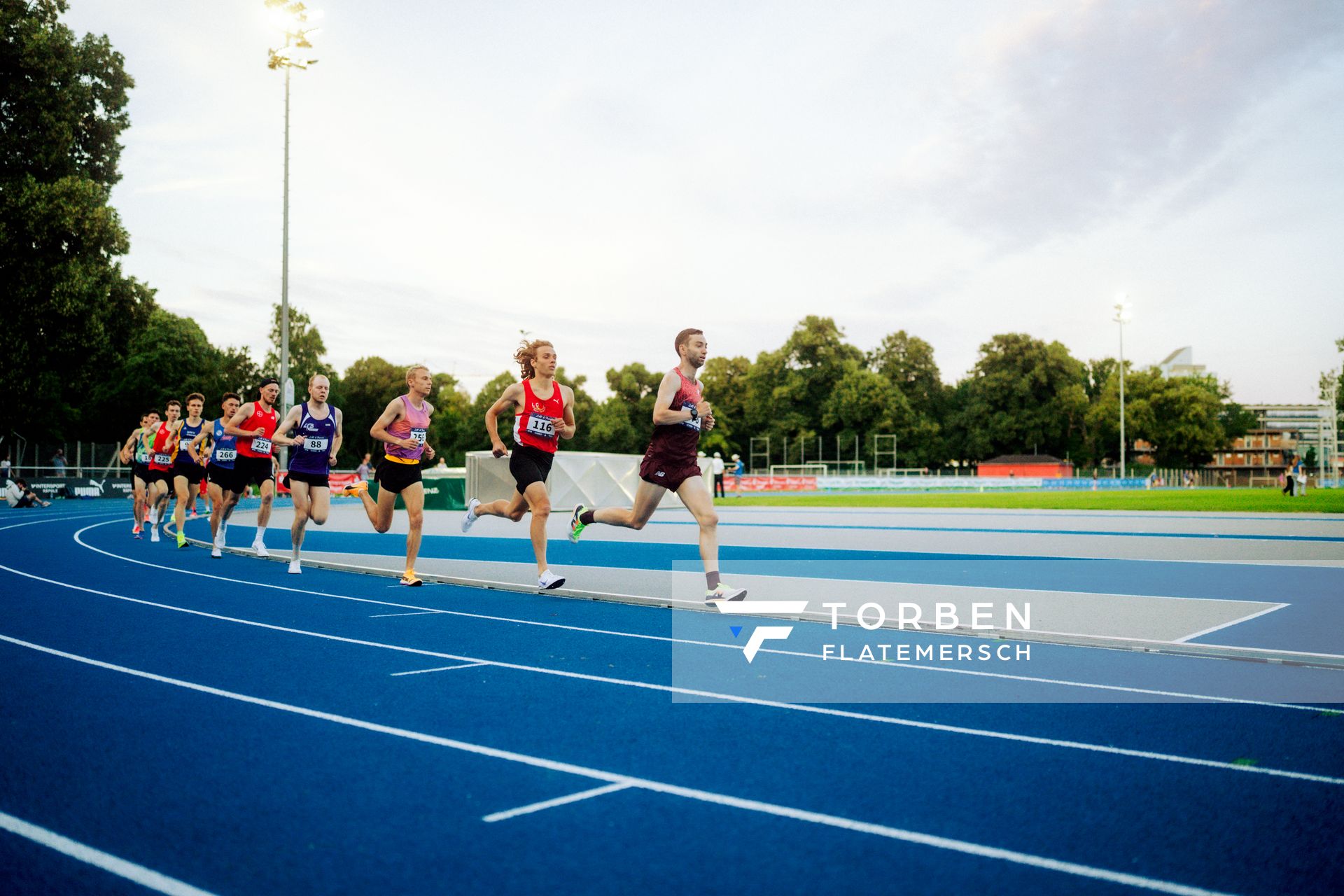 Maximilian Thorwirth (SFD 75 Düsseldorf), Markus Görger (LG Region Karlsruhe), Nils Voigt (TV Wattenscheid 01), Hannes Burger (LC Buchendorf), Jonas Humke (TSV Bayer 04 Leverkusen), Tobias Prater (VfL Sindelfingen) am 12/07/2025 beim LAV & friends in Tübingen