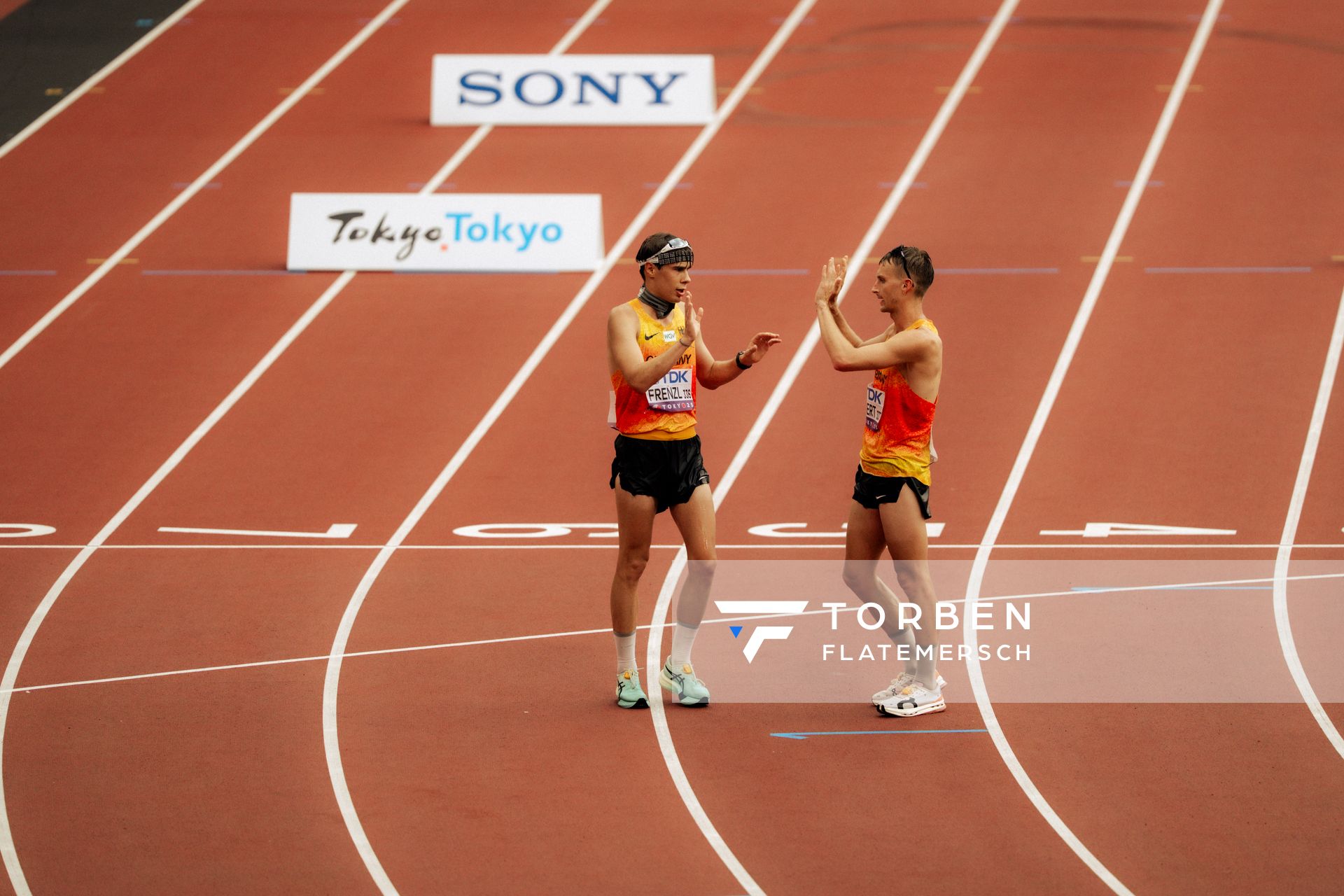 Johannes Frenzl (GER), Jonathan Hilbert (GER) during the 35km race walk at the World Athletics Championships on 13.09.2025 in Tokyo.