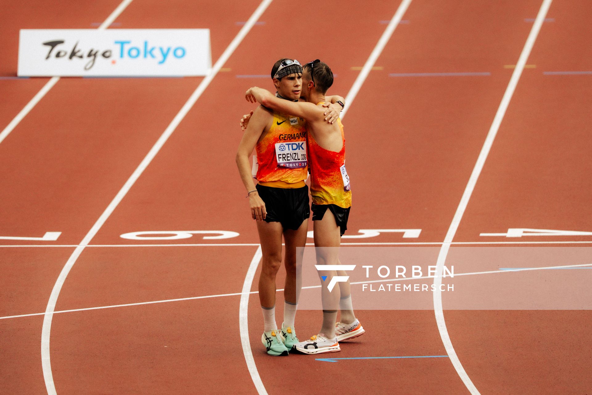 Johannes Frenzl (GER), Jonathan Hilbert (GER) during the 35km race walk at the World Athletics Championships on 13.09.2025 in Tokyo.