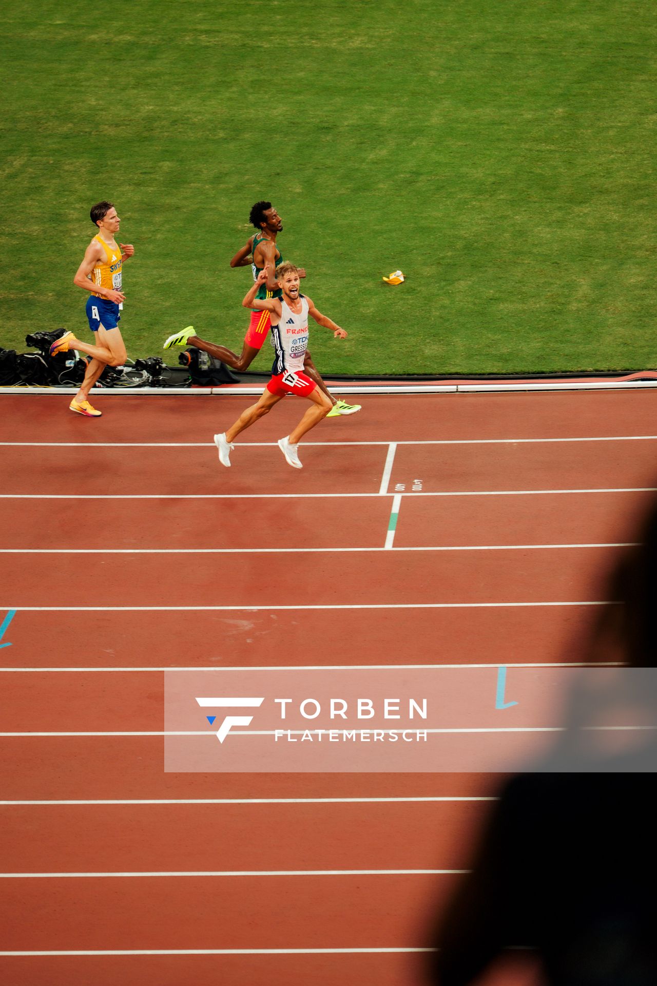 Jimmy Gressier (FRA), Yomif Kejelcha (ETH), Andreas Almgren (SWE) during the World Athletics Championships on 14.09.2025 in Tokyo.